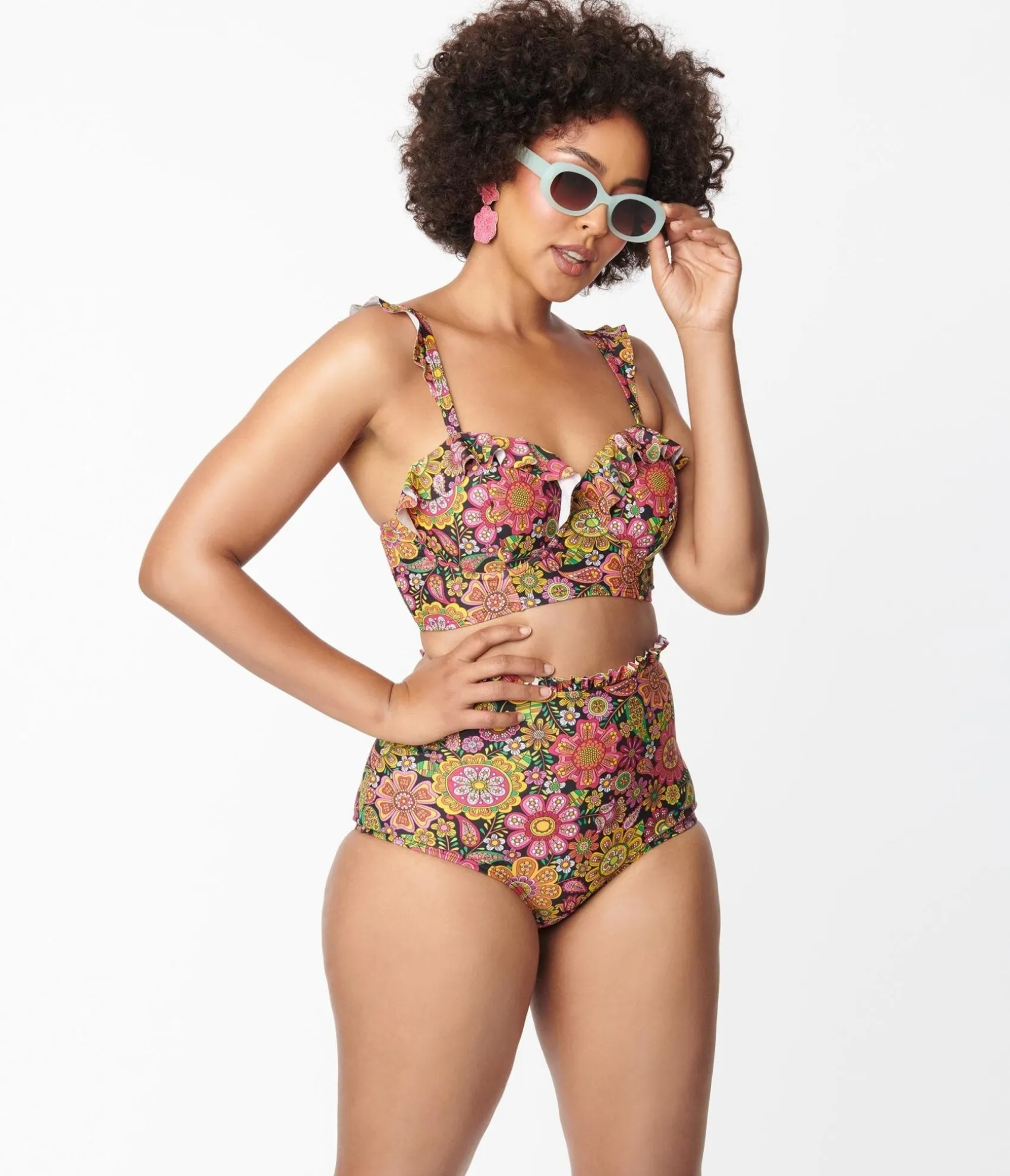 Unique Vintage Kaleidoscope Floral Southampton Swim Top Store
