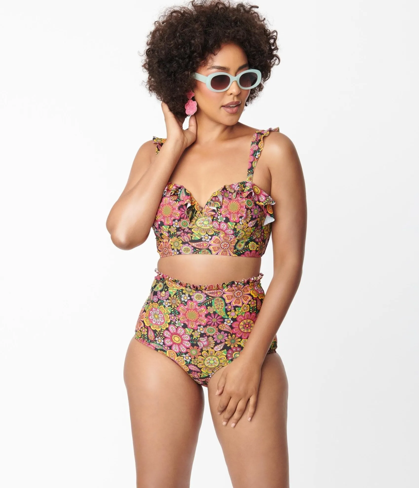 Unique Vintage Kaleidoscope Floral Southampton Swim Top Store