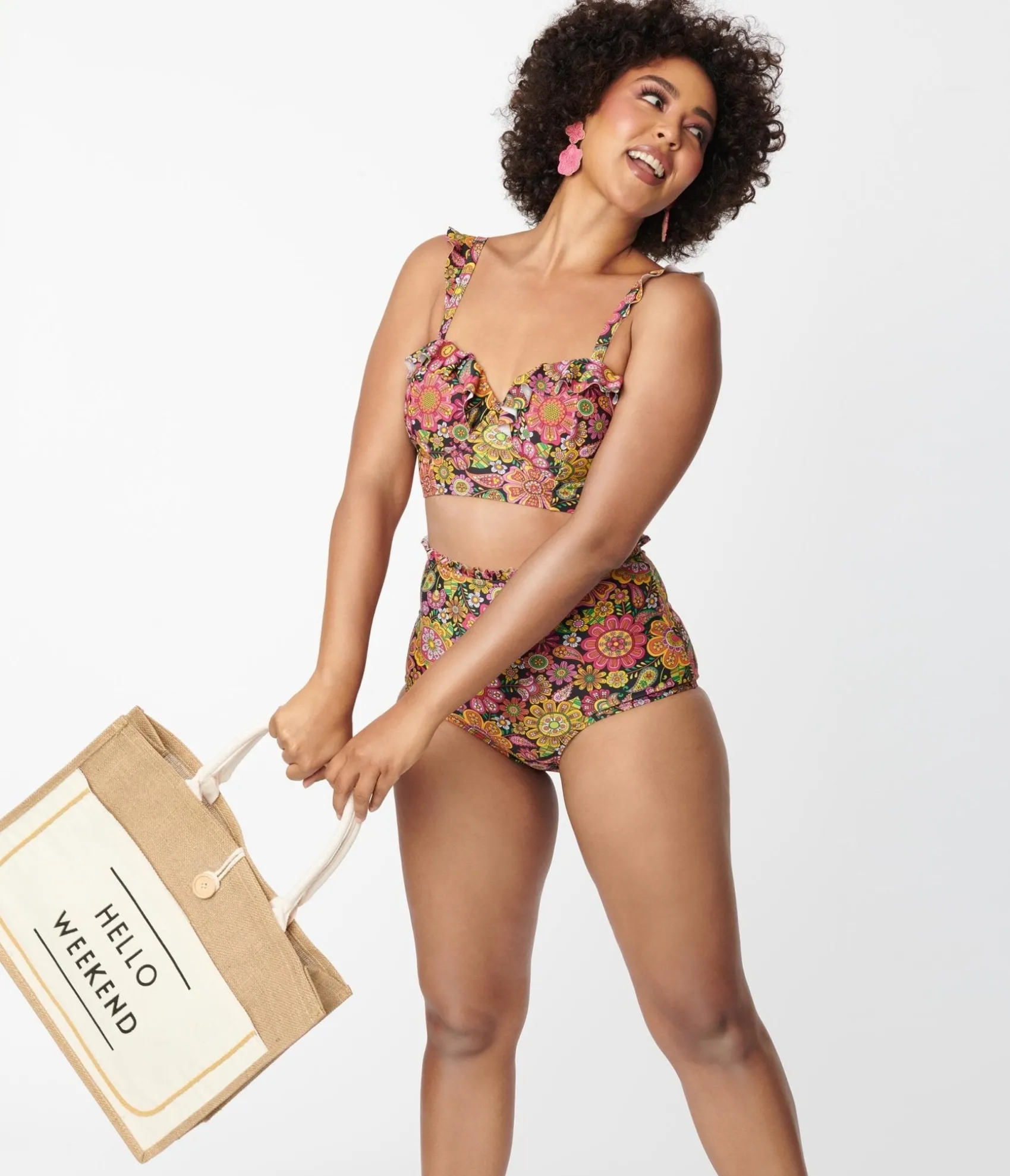 Unique Vintage Kaleidoscope Floral Southampton Swim Top Store