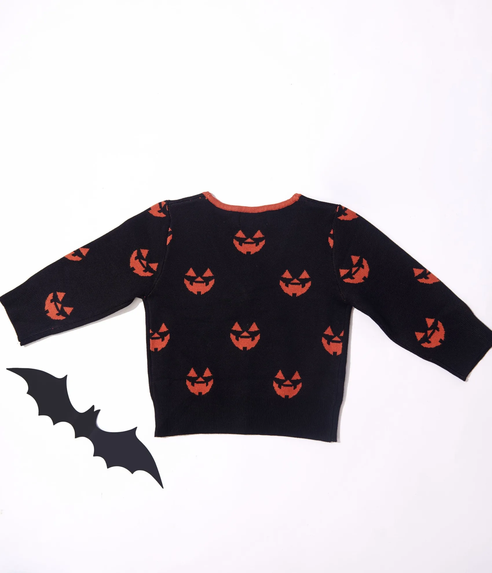 Unique Vintage Kids Black & Orange Pumpkin Crop Cardigan Outlet