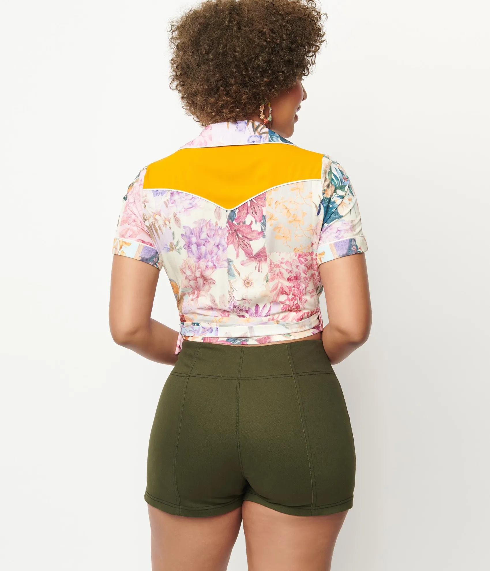 Unique Vintage Olive Denim Summer Love Shorts Flash Sale