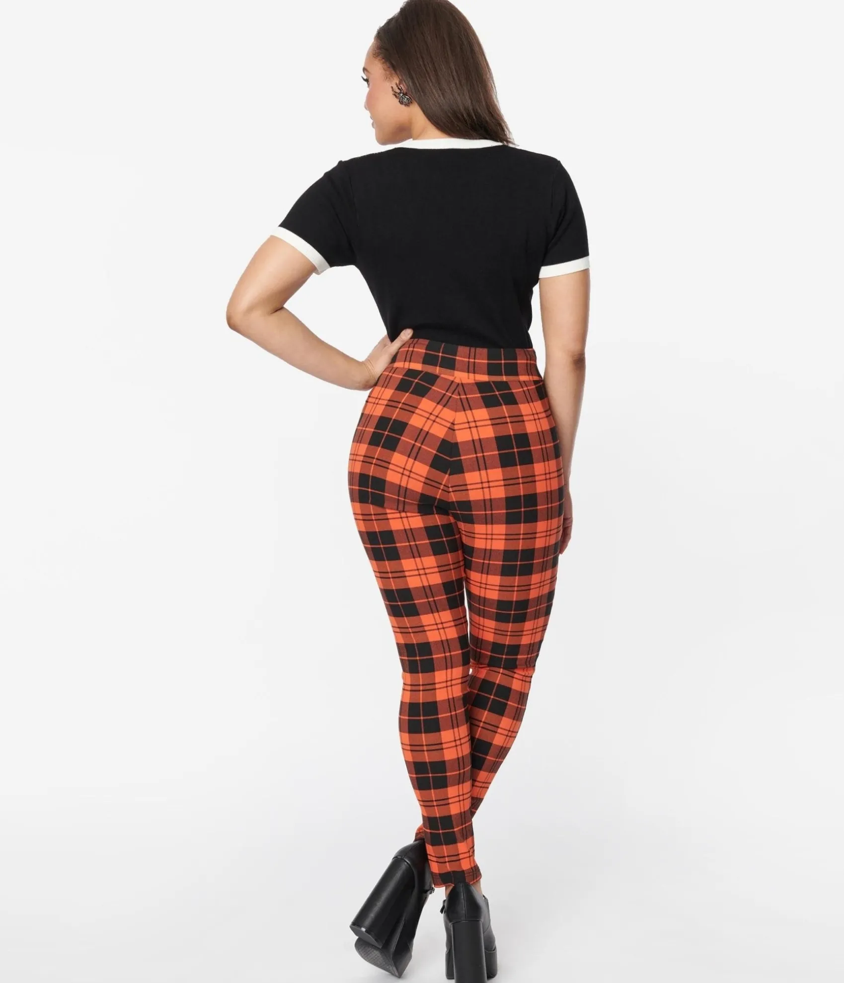 Unique Vintage Orange Plaid Rizzo Cigarette Pants Hot