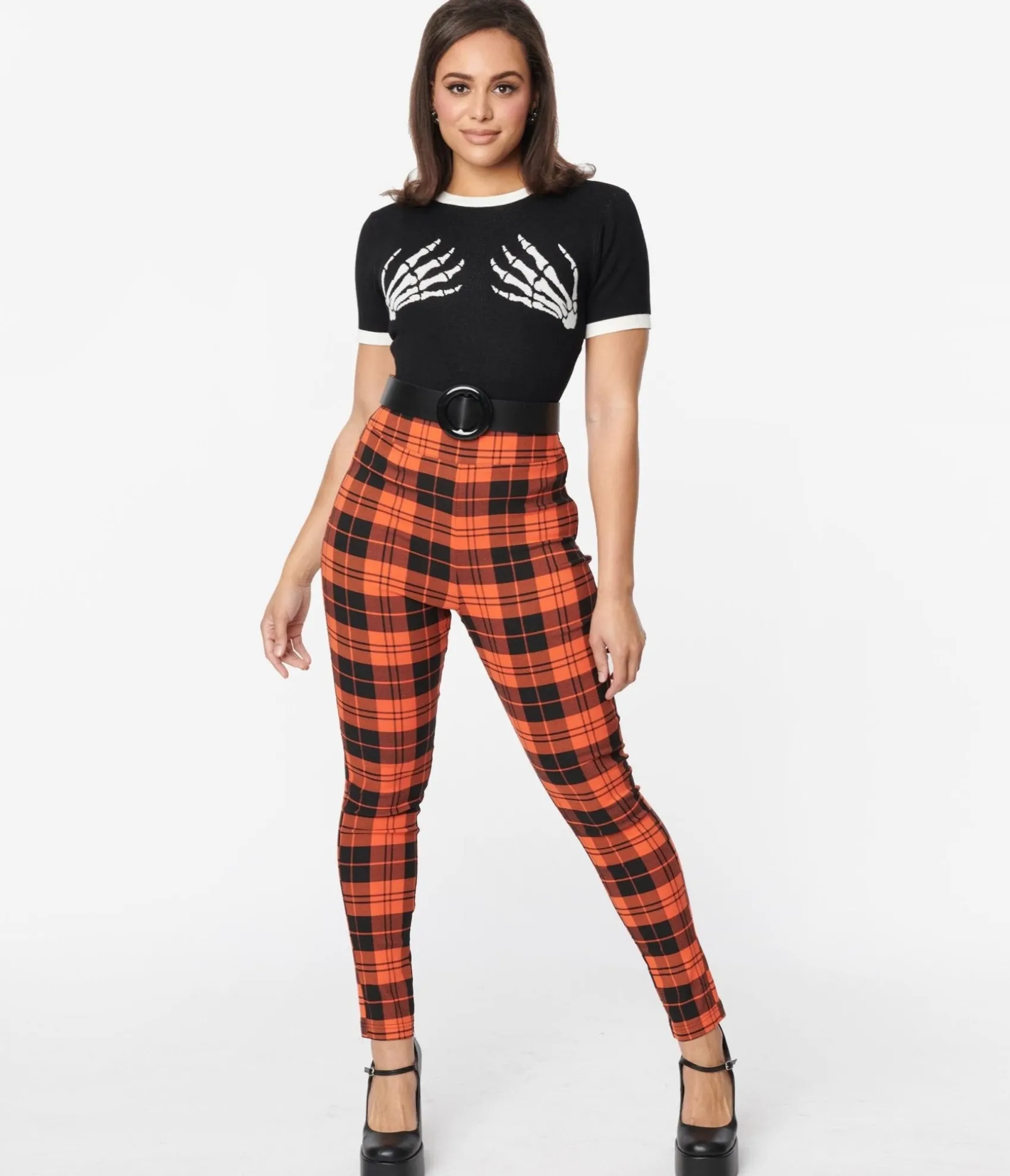 Unique Vintage Orange Plaid Rizzo Cigarette Pants Hot