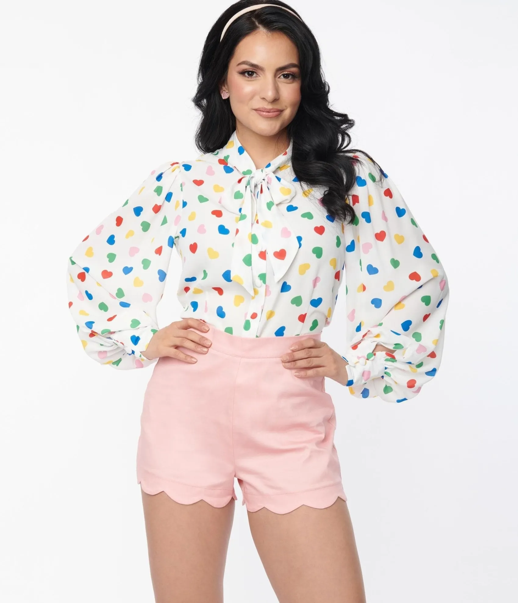 Unique Vintage Pink Scallop Shorts Hot