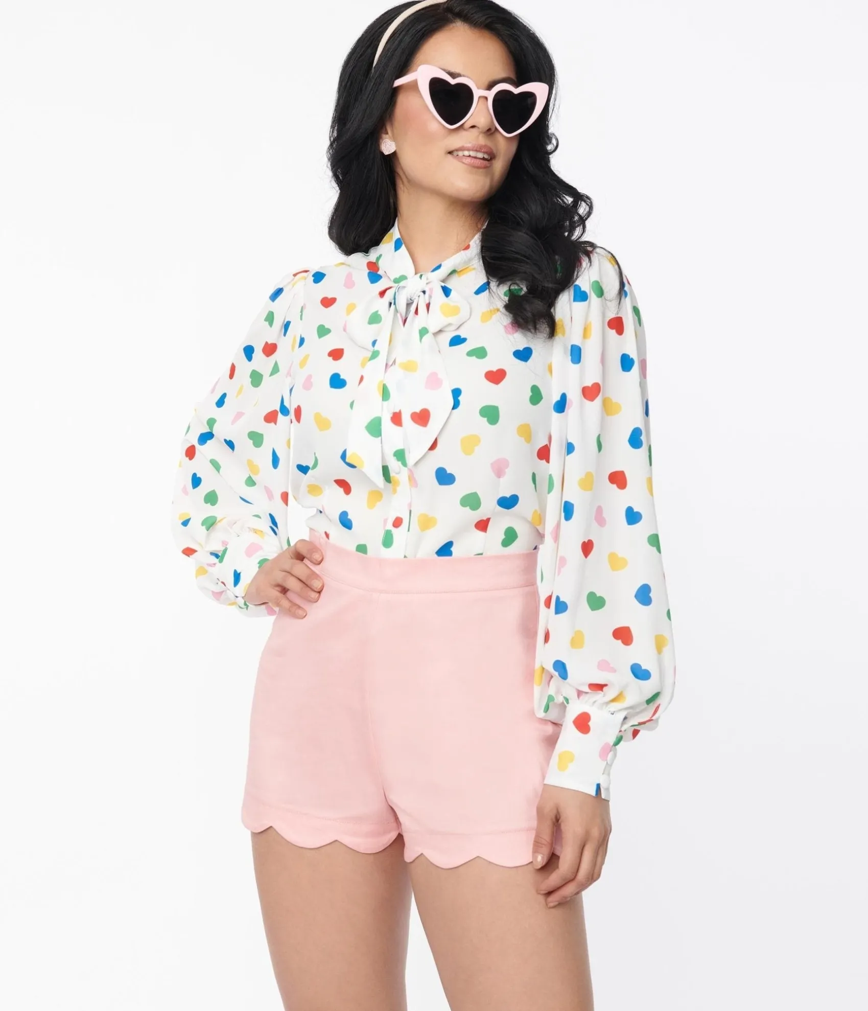 Unique Vintage Pink Scallop Shorts Hot