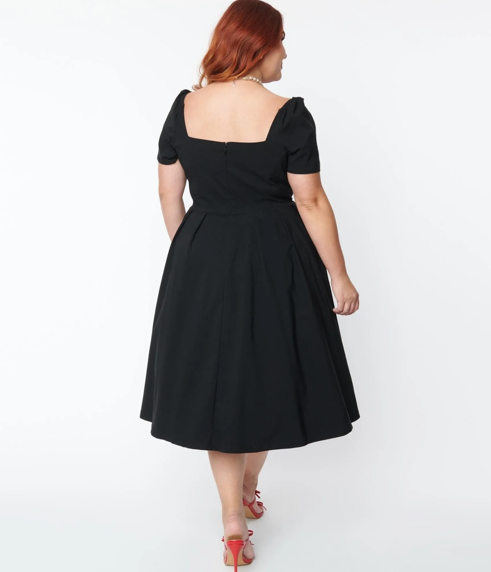 Unique Vintage Plus Size Black Sweetheart Midge Swing Dress Cheap