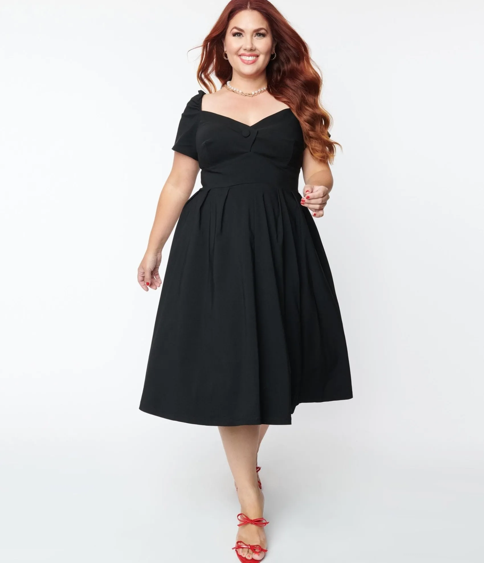 Unique Vintage Plus Size Black Sweetheart Midge Swing Dress Cheap