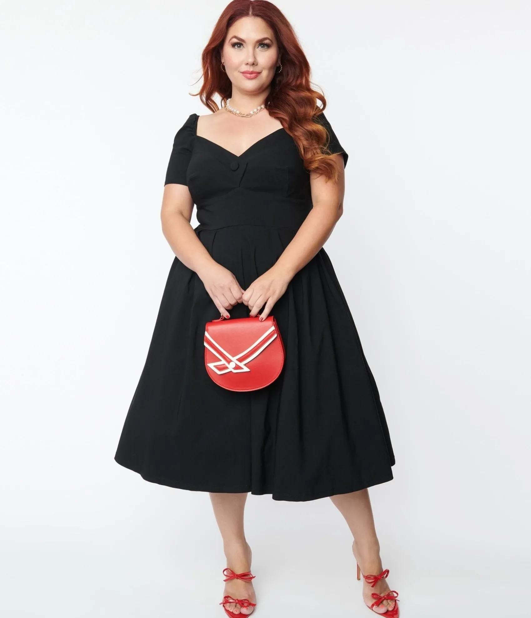Unique Vintage Plus Size Black Sweetheart Midge Swing Dress Cheap