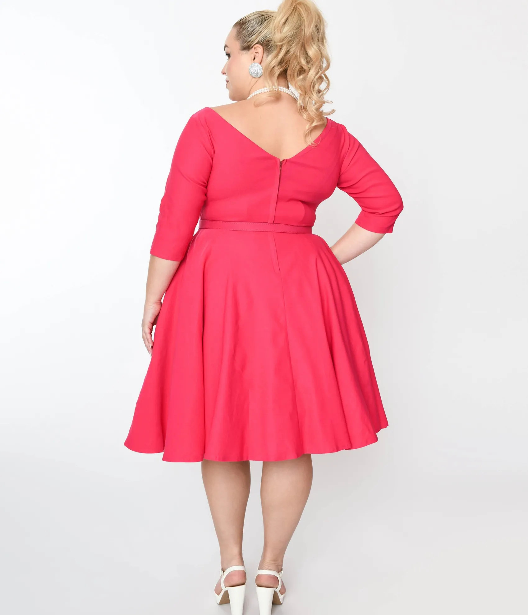 Unique Vintage Plus Size Hot Pink Devon Swing Dress Clearance