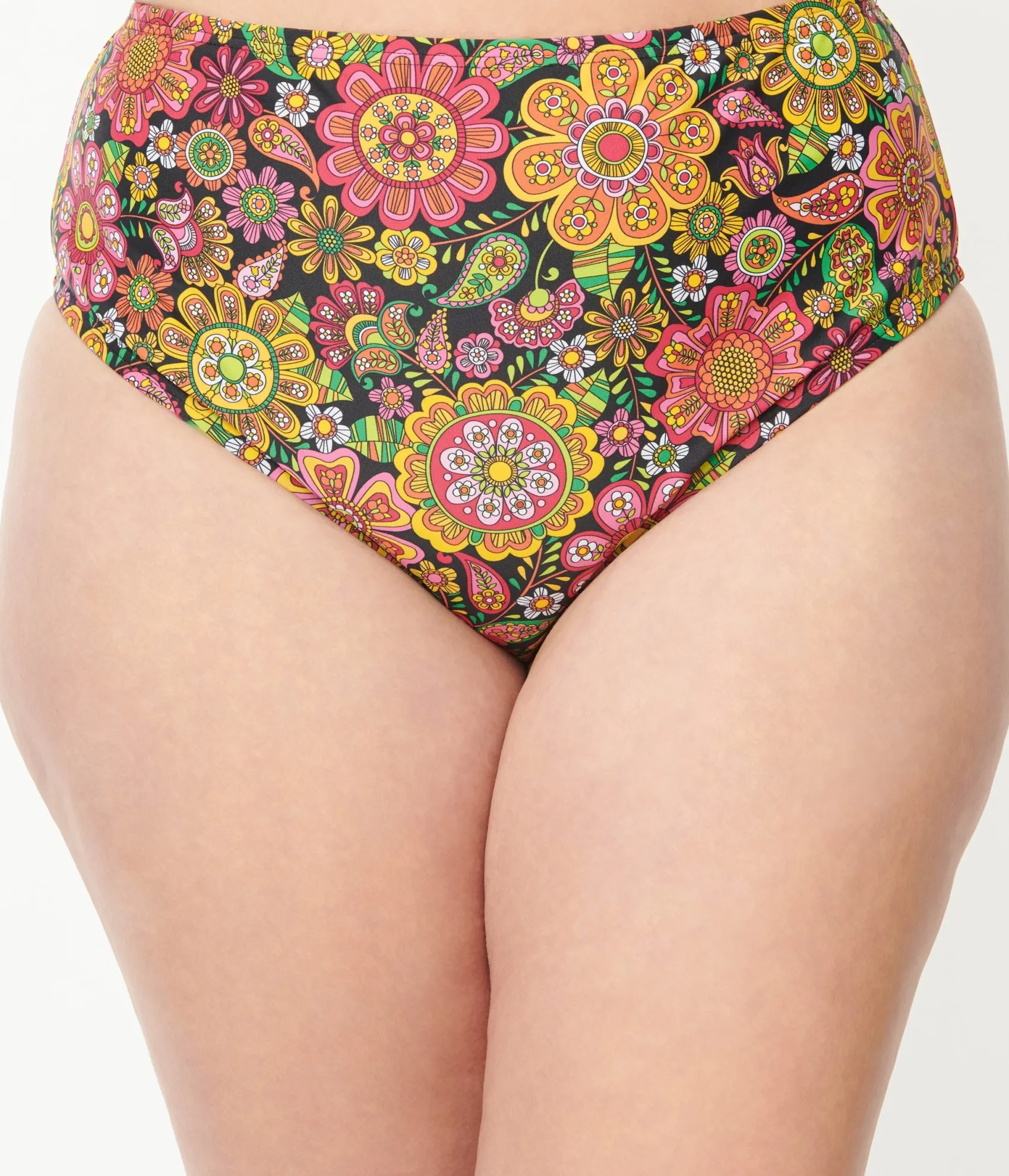 Unique Vintage Plus Size Kaleidoscope Floral Daphne Swim Bottoms Hot