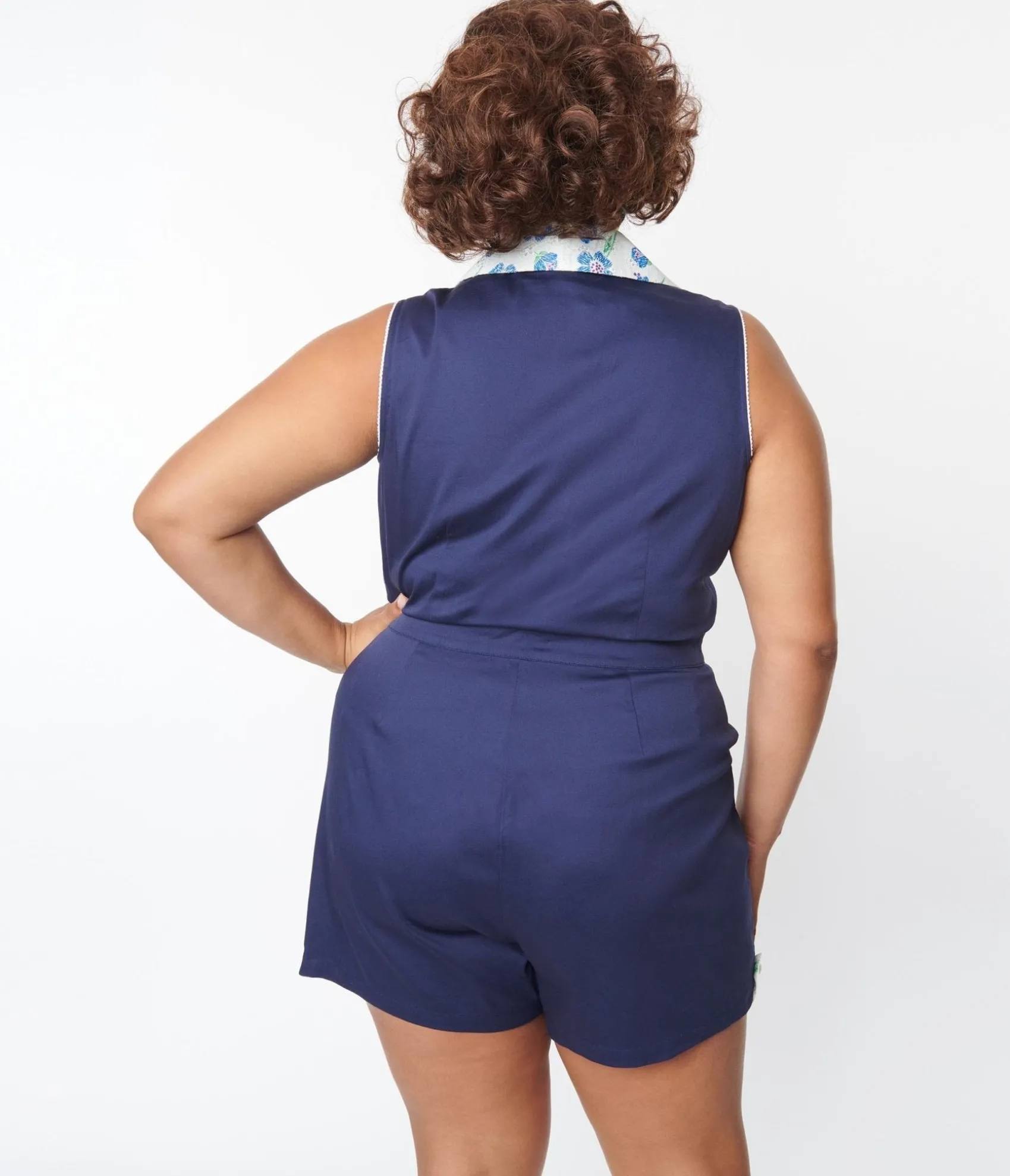 Unique Vintage Plus Size Navy Blue Shelby Romper Store