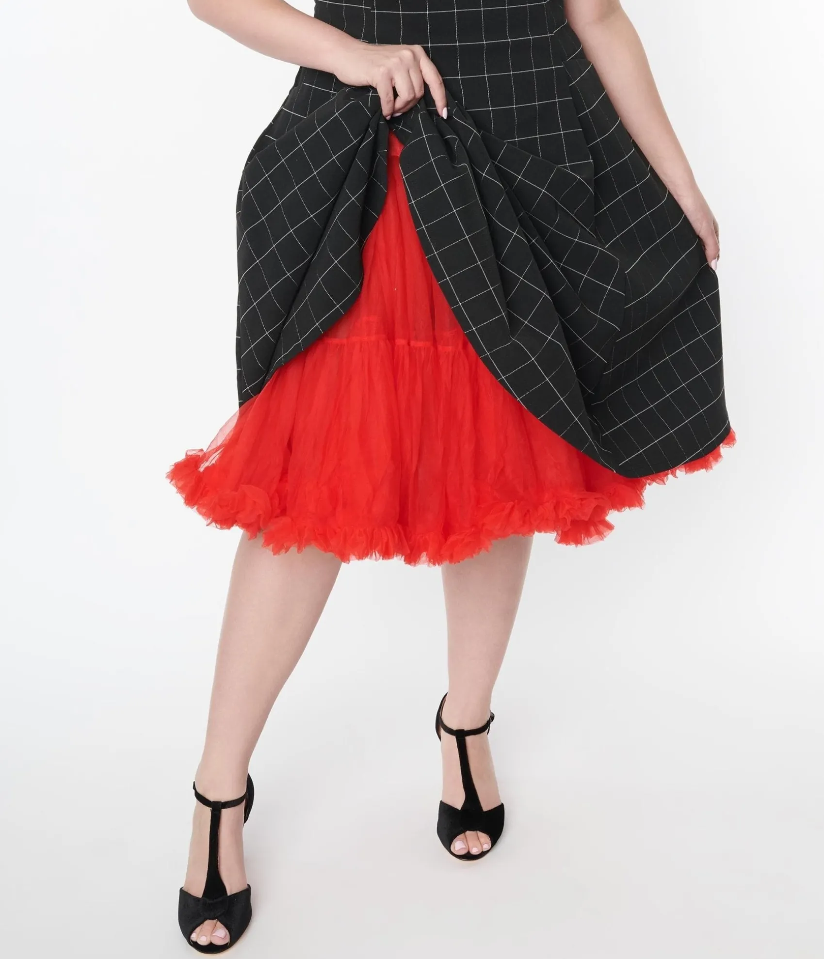 Unique Vintage Plus Size Red Retro Style Ruffled Petticoat Flash Sale