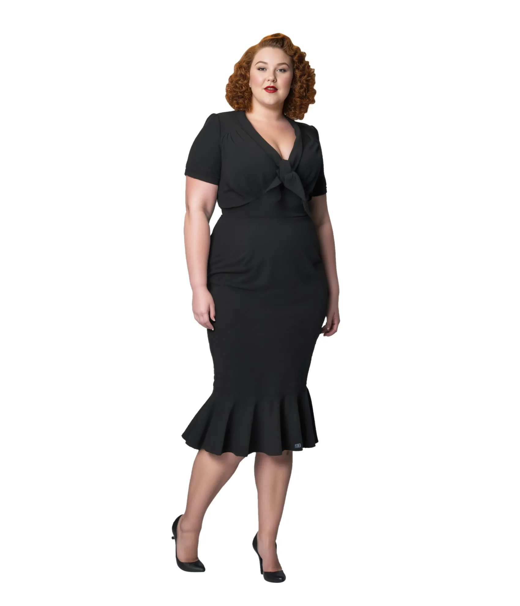 Unique Vintage Plus Size 1940s All Black Holloway Wiggle Dress Best