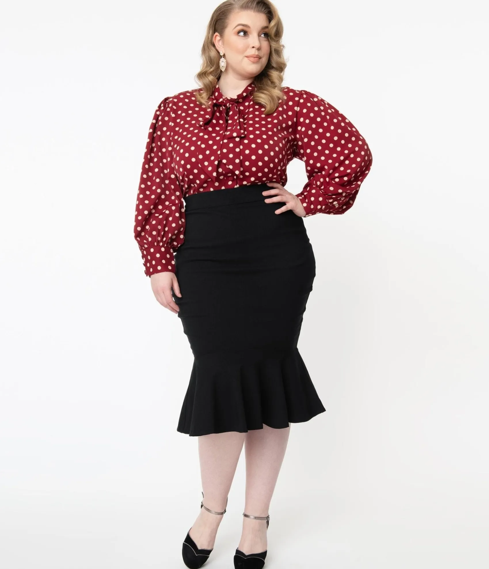 Unique Vintage Plus Size 1960s Black Fishtail Lizette Wiggle Skirt Cheap