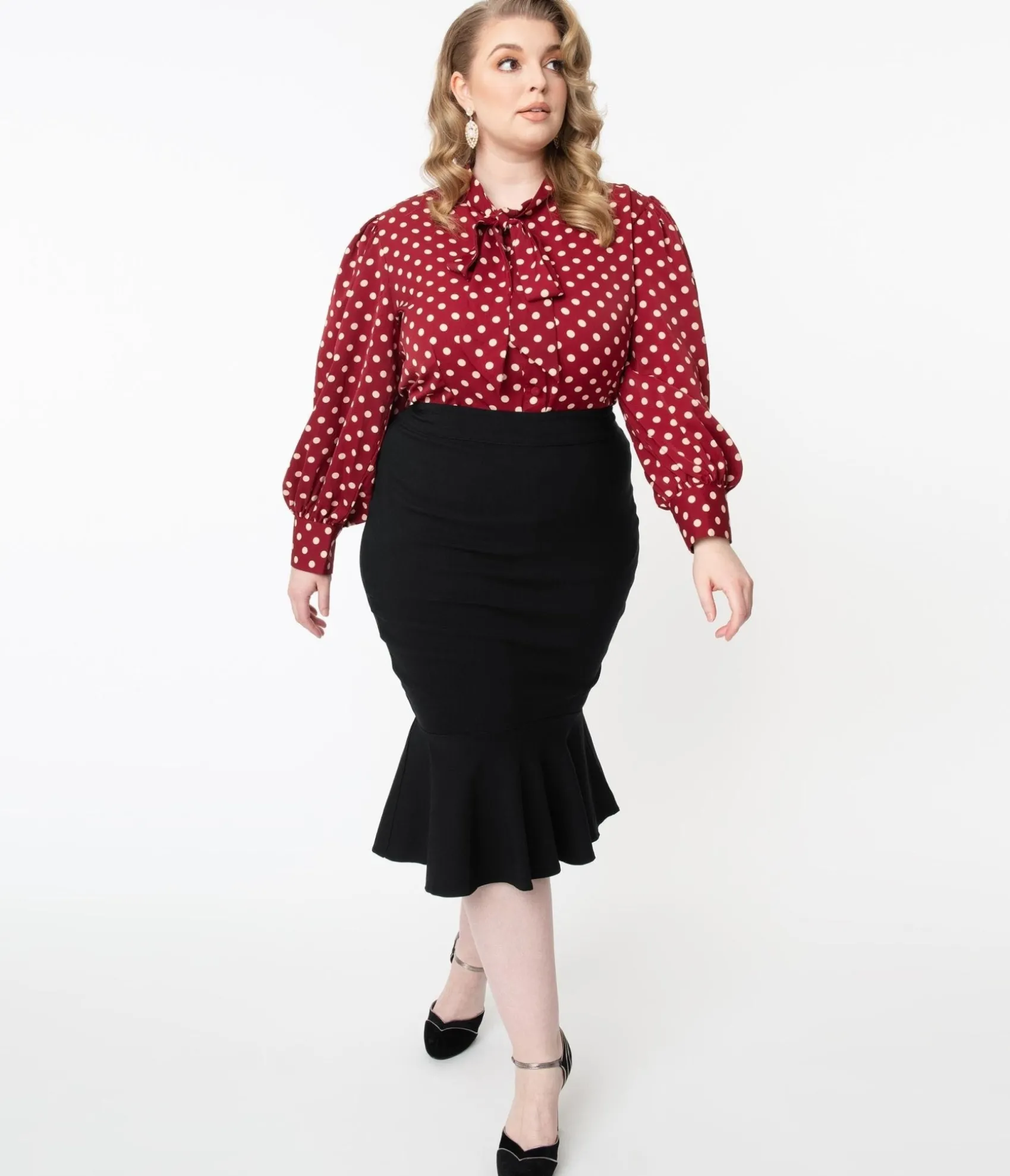 Unique Vintage Plus Size 1960s Black Fishtail Lizette Wiggle Skirt Cheap