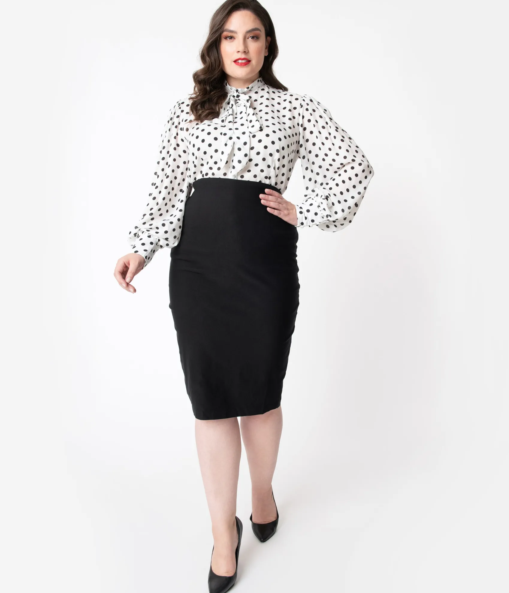 Unique Vintage Plus Size 1950s Black High Waist Tracy Wiggle Skirt Outlet