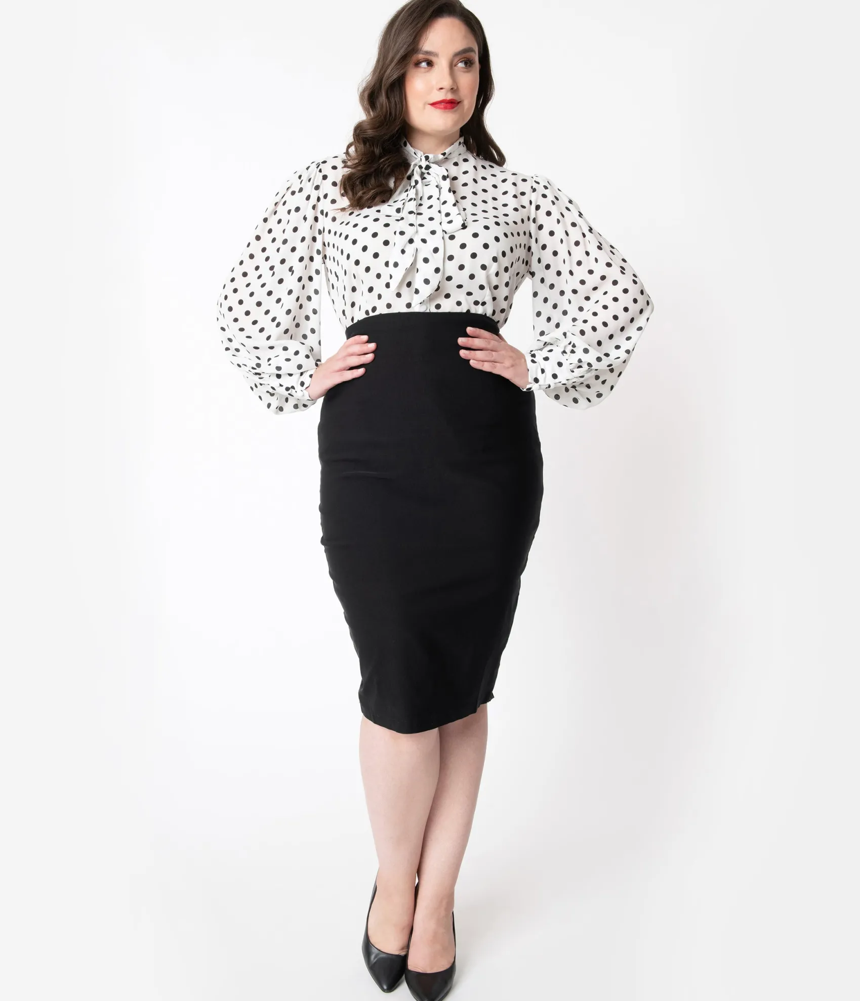 Unique Vintage Plus Size 1950s Black High Waist Tracy Wiggle Skirt Outlet