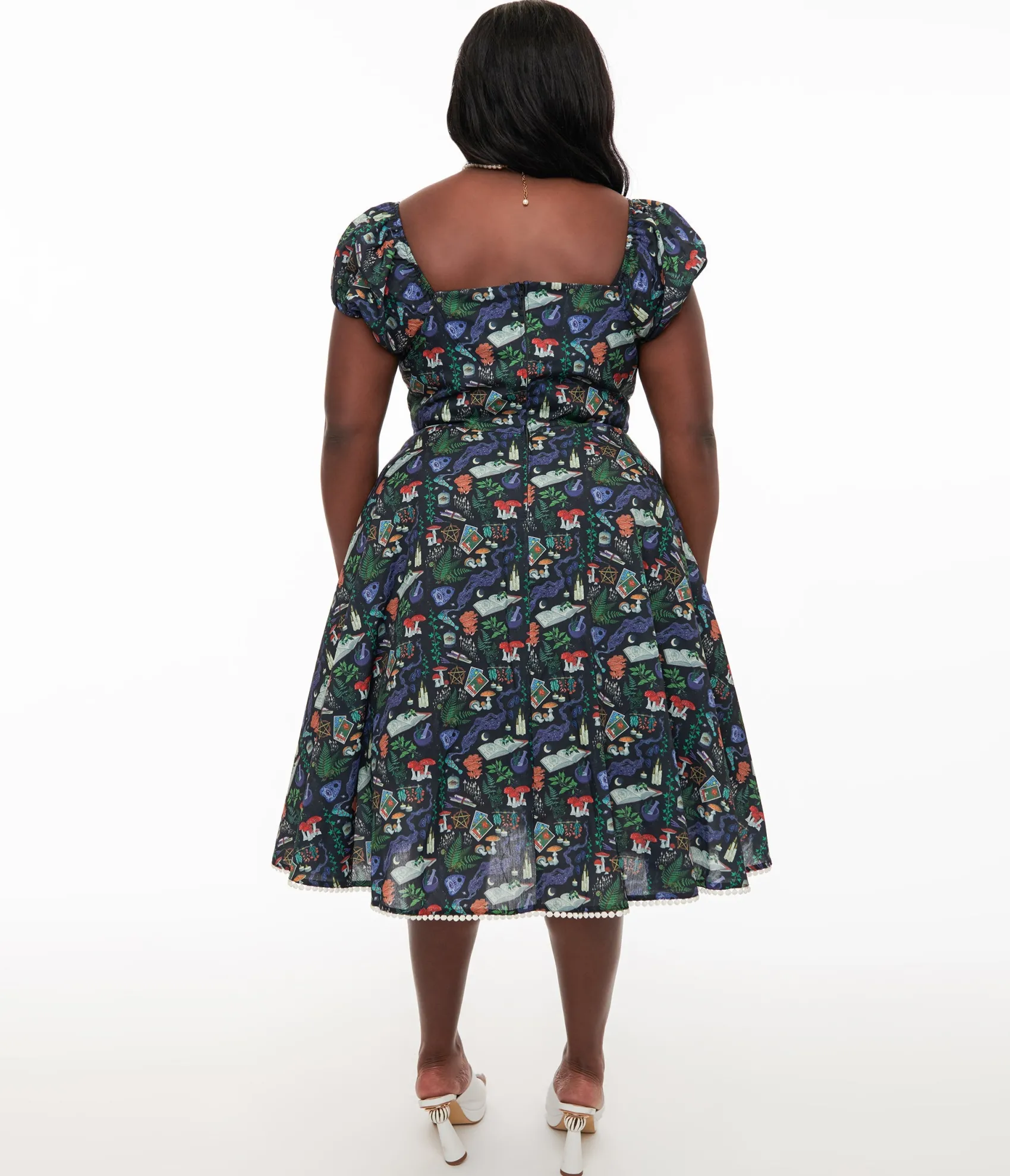 Unique Vintage Plus Size 1950s Black Spellbinding Print Swing Dress Discount