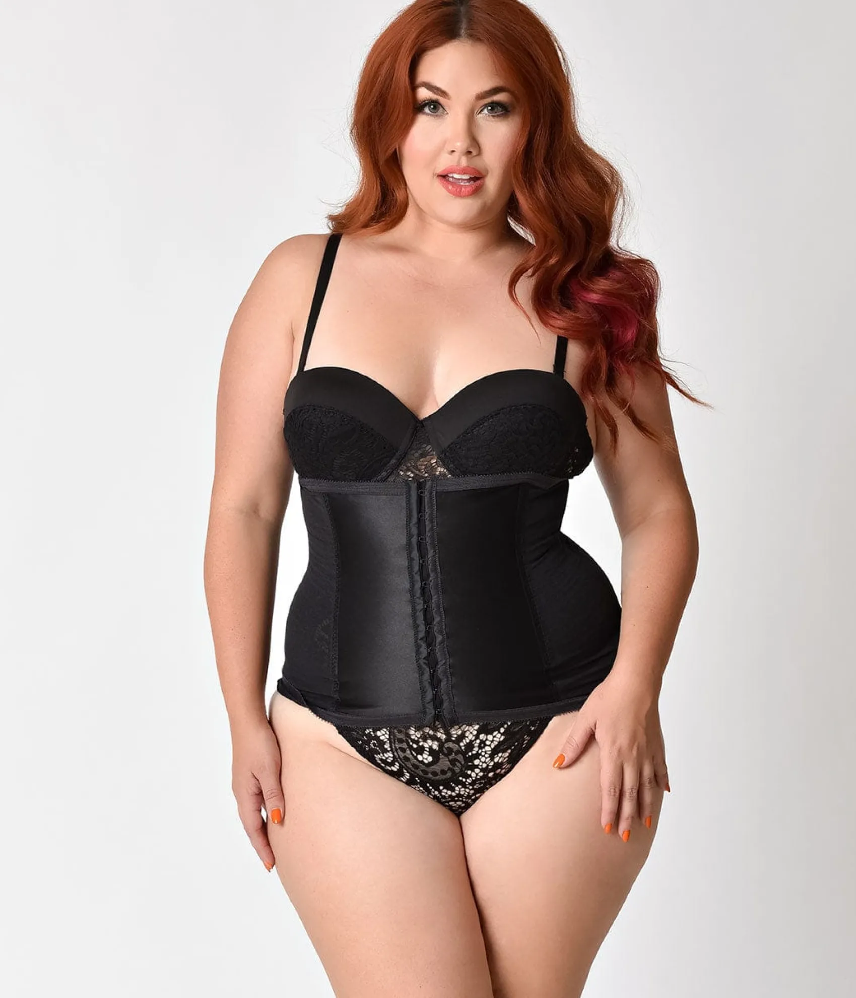 Unique Vintage Plus Size 1950s Black Stretch Power Mesh Waist Cincher Clearance