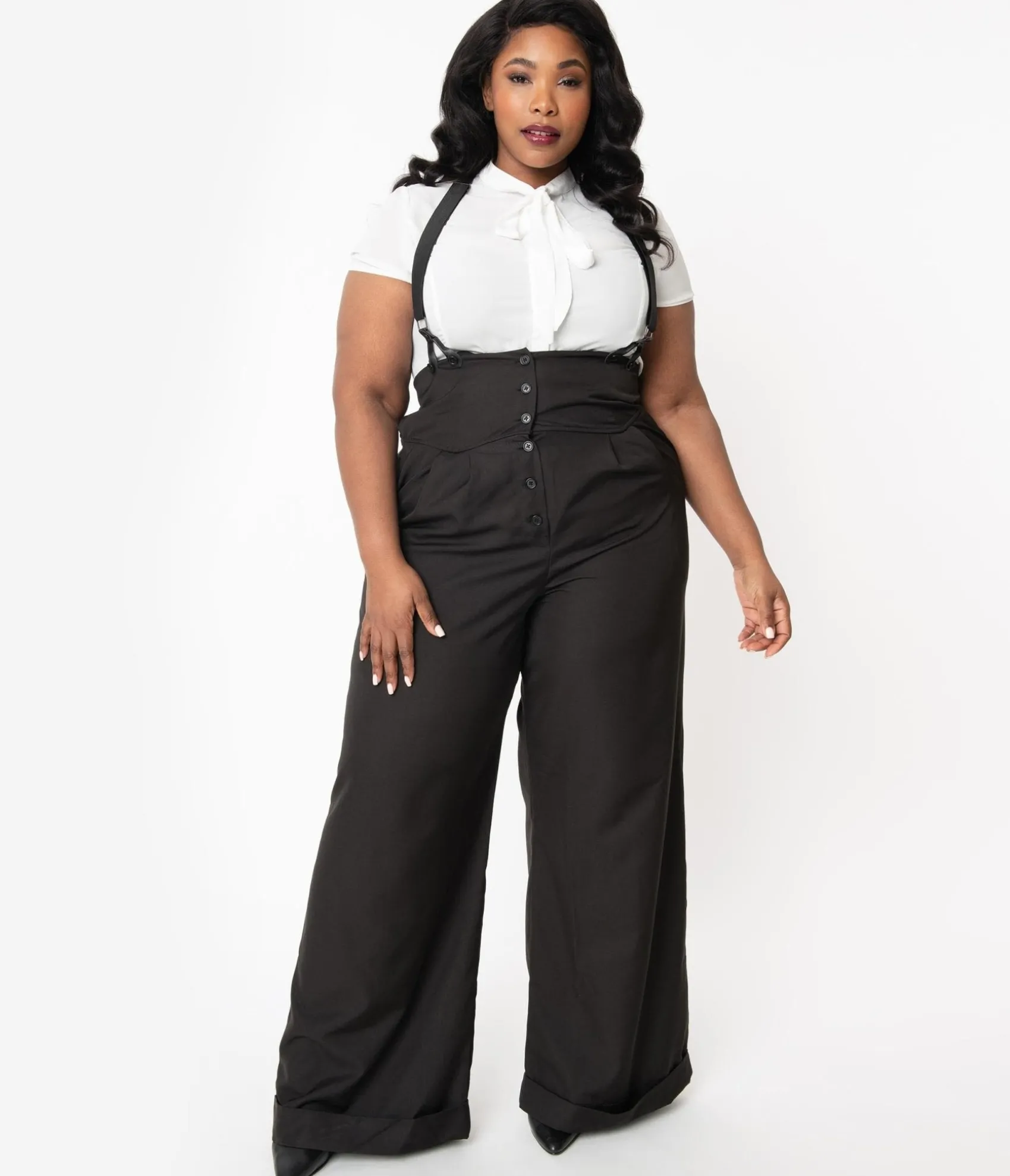 Unique Vintage Plus Size 1930s Black Thelma Suspender Pants Shop