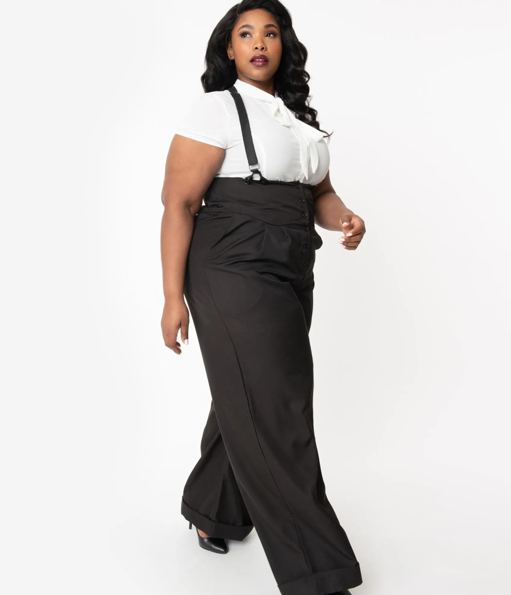 Unique Vintage Plus Size 1930s Black Thelma Suspender Pants Shop