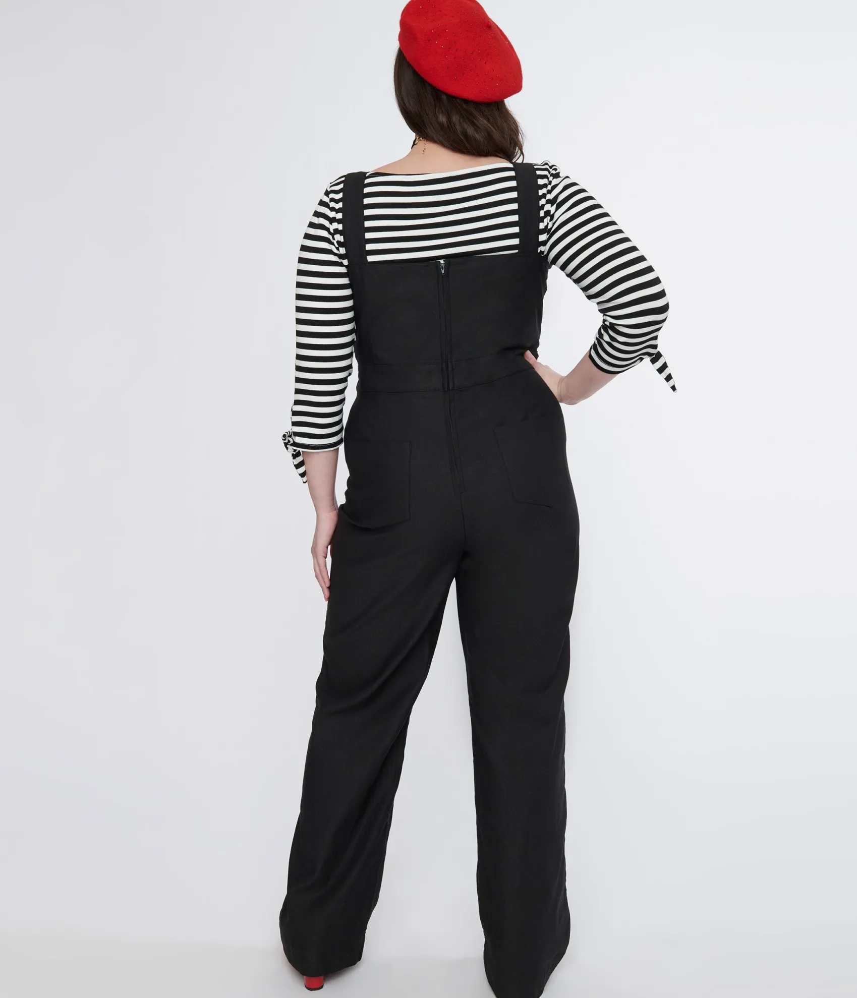 Unique Vintage Plus Size 1950s Black Wide Leg Overalls Flash Sale