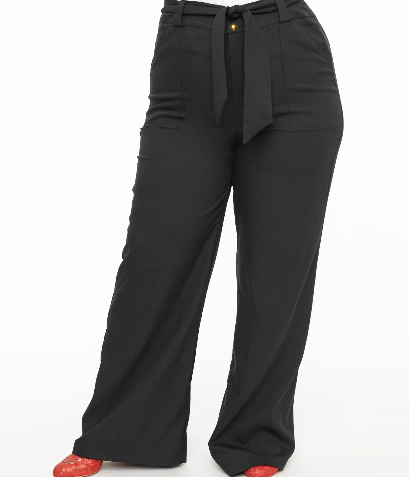 Unique Vintage Plus Size 1950s Black Wide Leg Trousers Online
