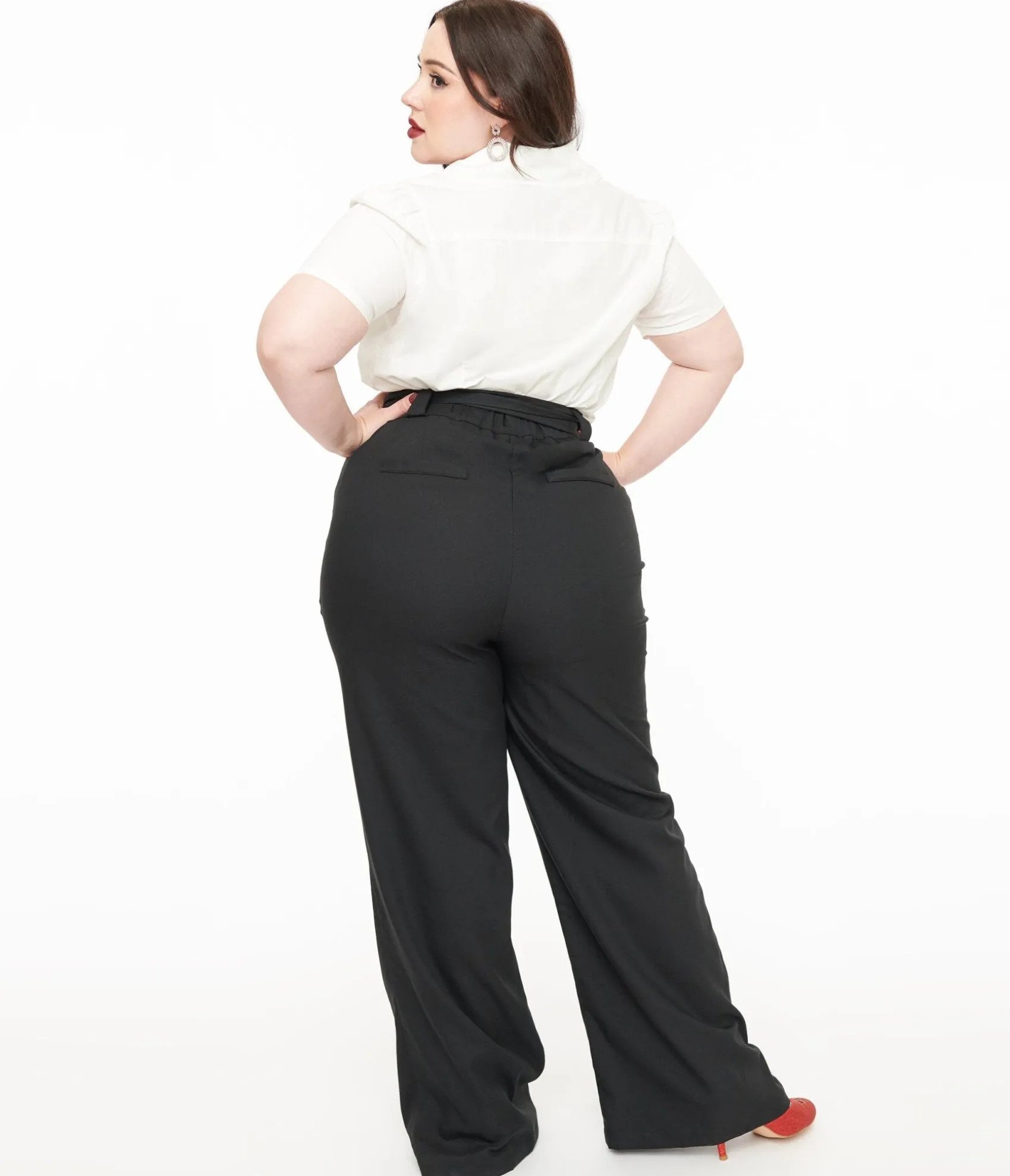 Unique Vintage Plus Size 1950s Black Wide Leg Trousers Online