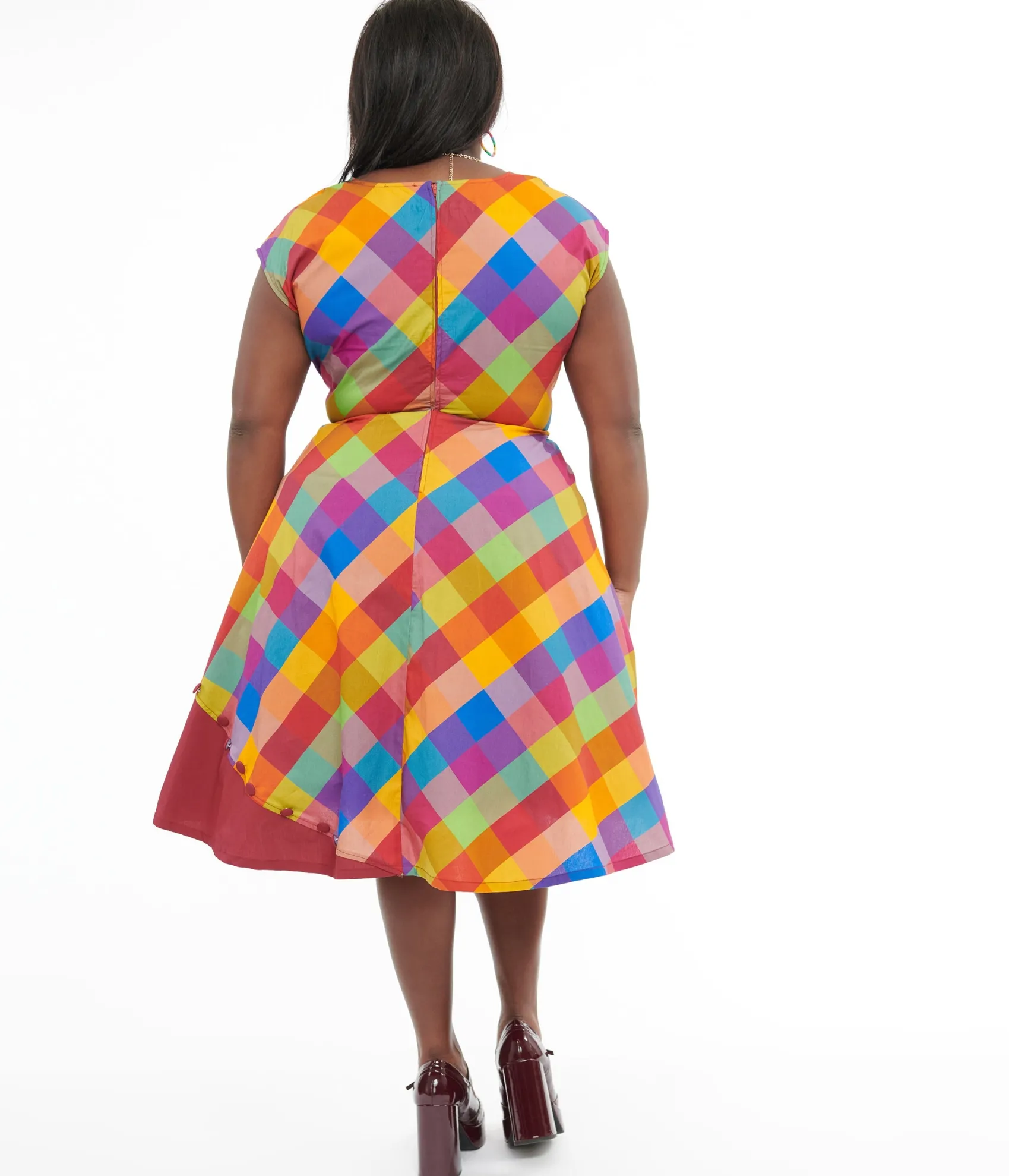 Unique Vintage Plus Size 1950s Fall Madras Plaid Swing Dress Hot