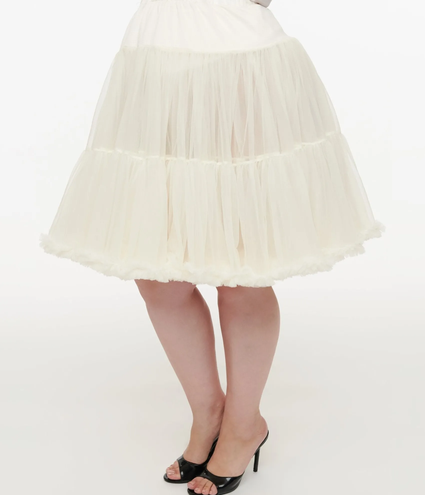 Unique Vintage Plus Size 1950s Ivory Retro Style Ruffled Petticoat Crinoline Discount