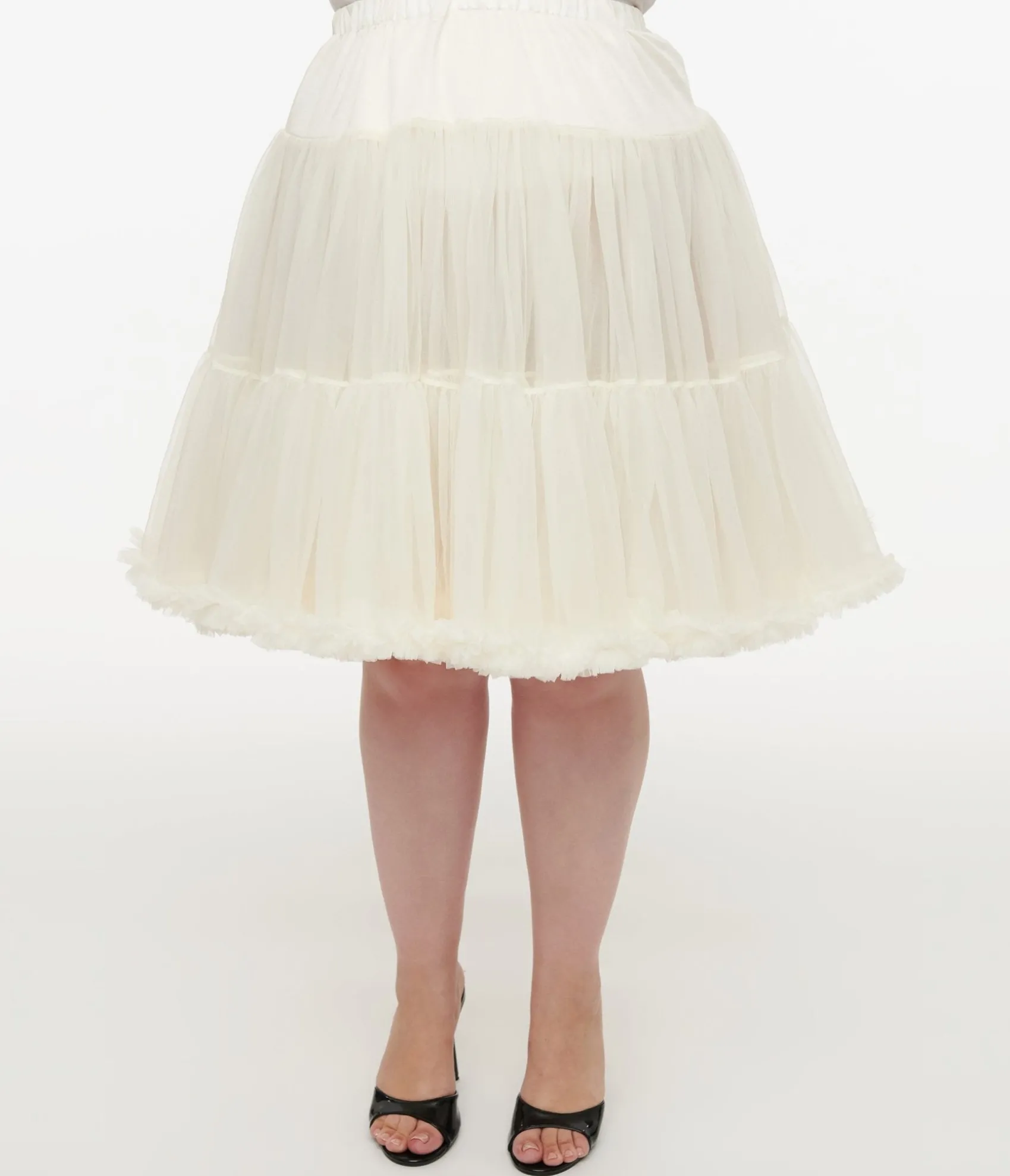 Unique Vintage Plus Size 1950s Ivory Retro Style Ruffled Petticoat Crinoline Discount