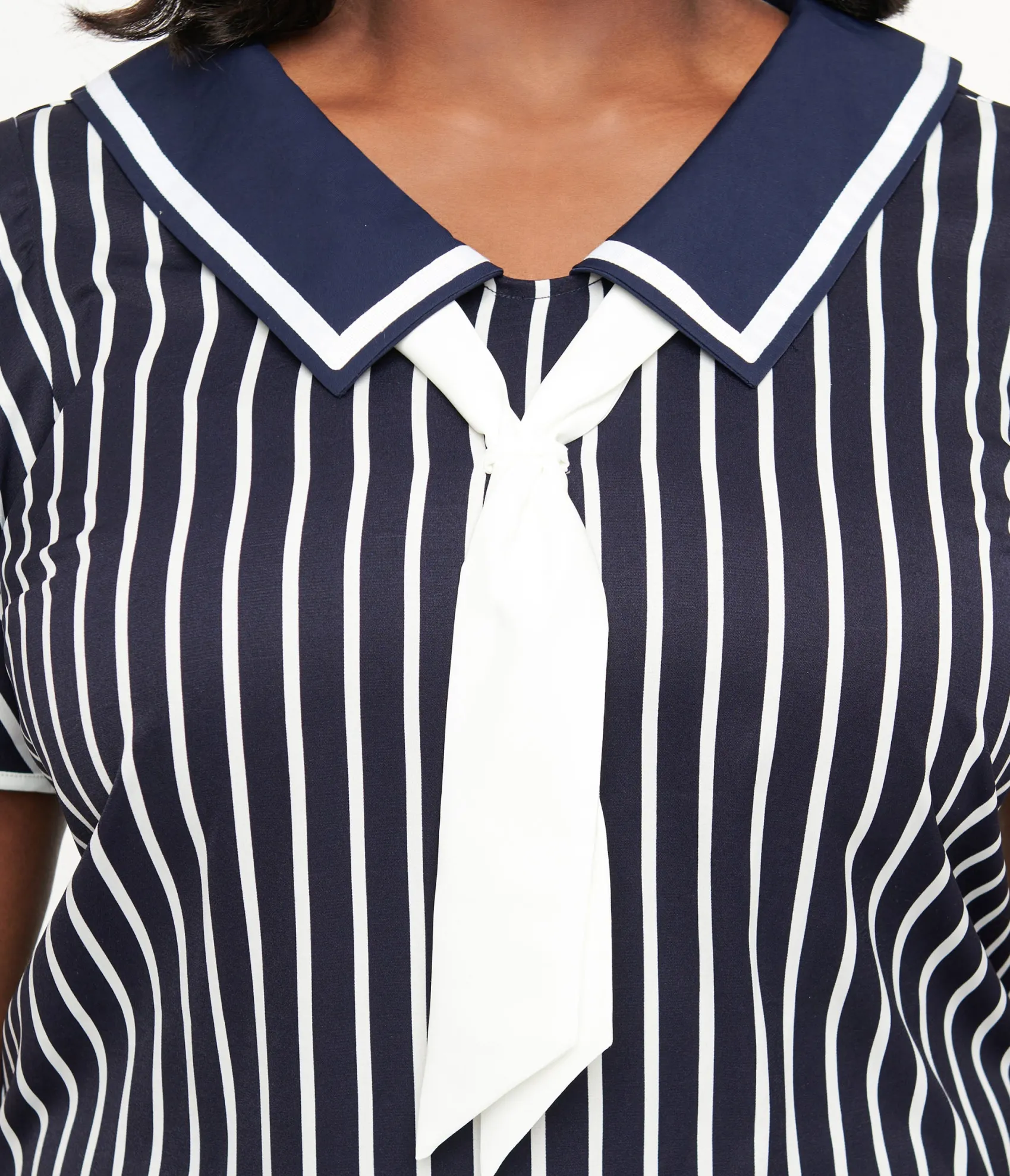 Unique Vintage Plus Size 1920s Navy & White Striped Flapper Dress New