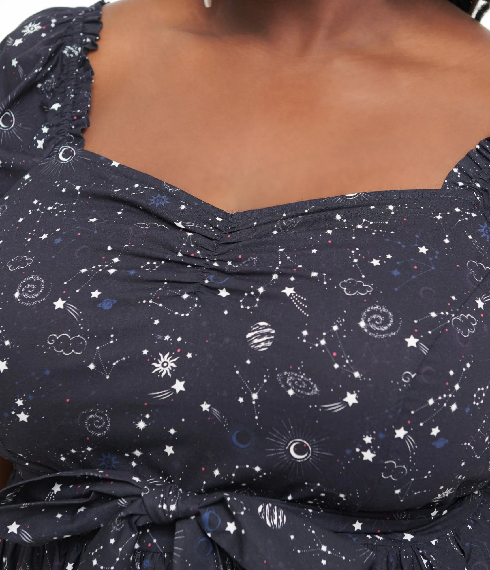 Unique Vintage Plus Size 1950s Navy Cosmos Print Swing Dress Best Sale
