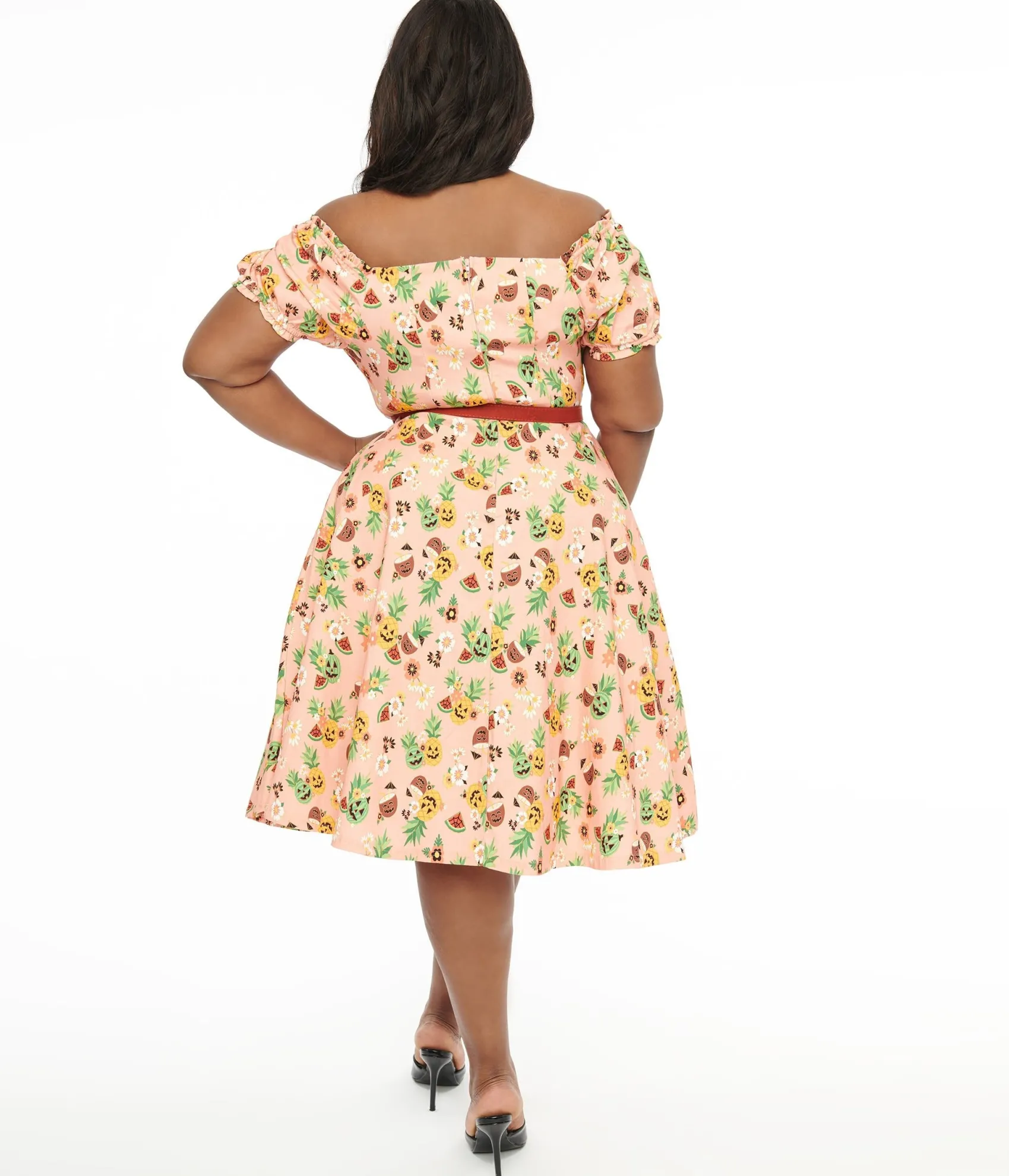 Unique Vintage Plus Size 1950s Pink Jack-O-Lantern Fruit Ohara Swing Dress Best Sale