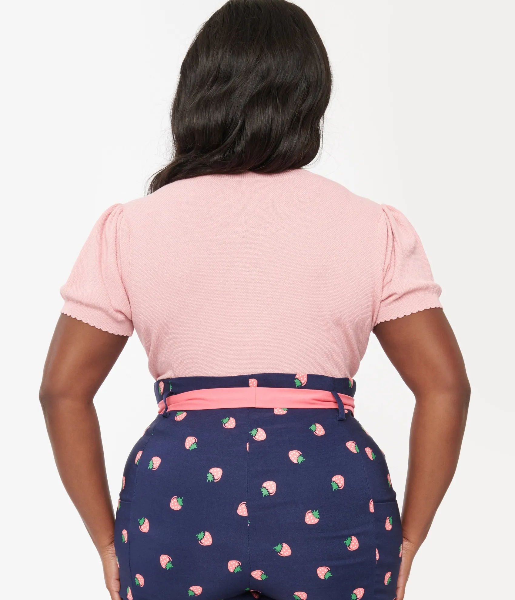 Unique Vintage Plus Size 1950s Pink Strawberry Cardigan Discount