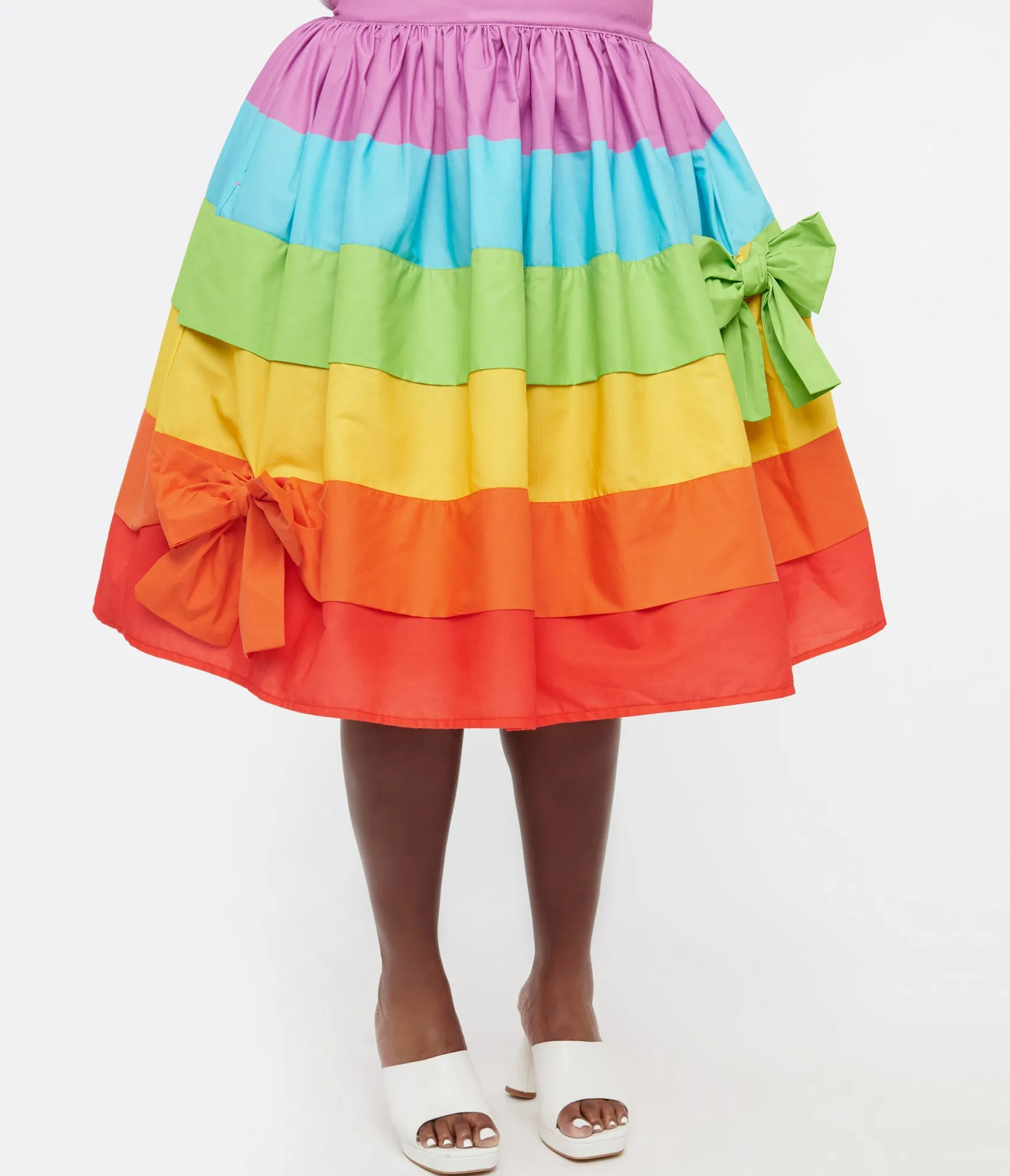 Unique Vintage Plus Size 1950s Rainbow Stripe Gellar Swing Skirt Store