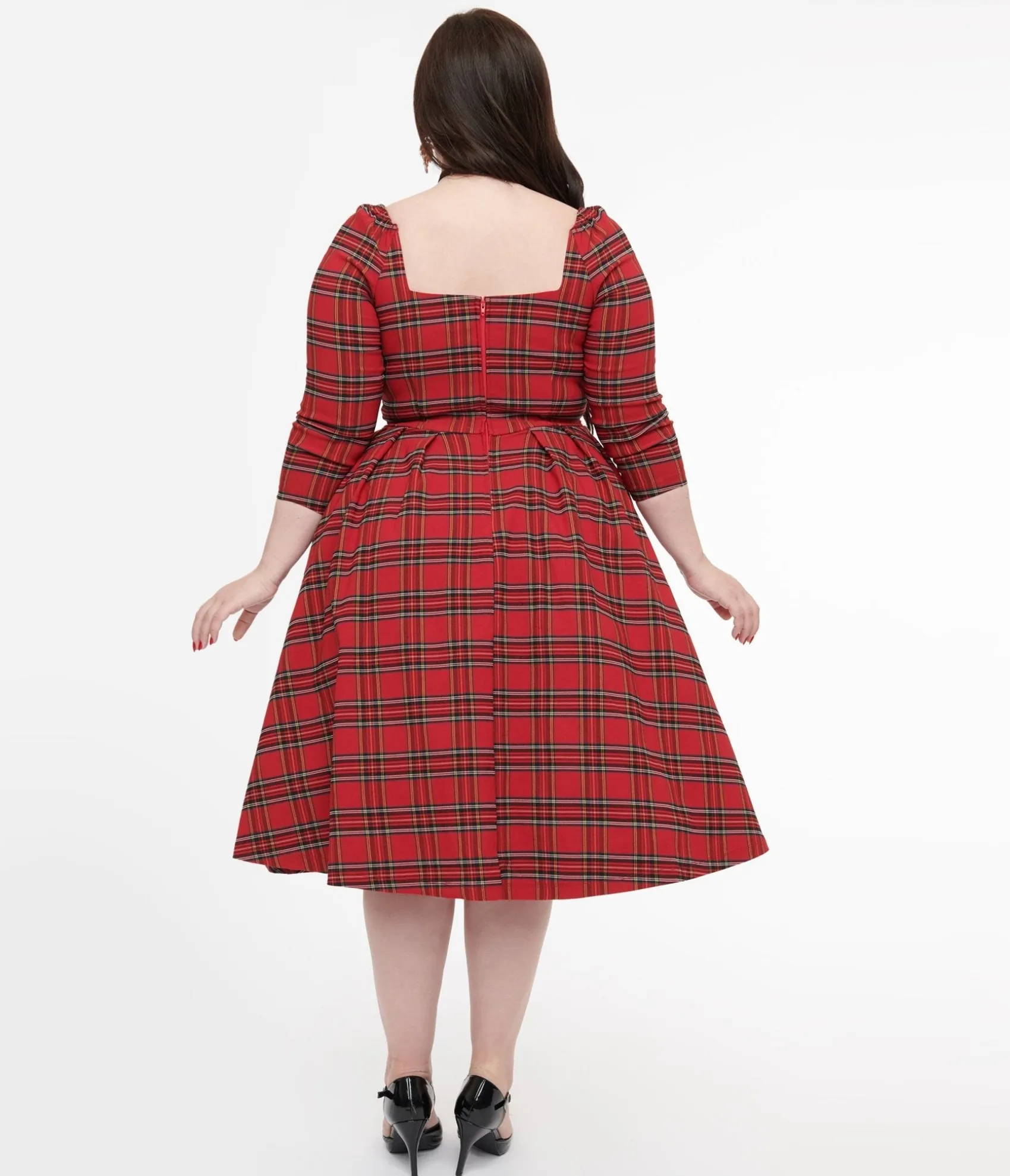 Unique Vintage Plus Size 1950s Red Plaid Lamar Swing Dress Outlet
