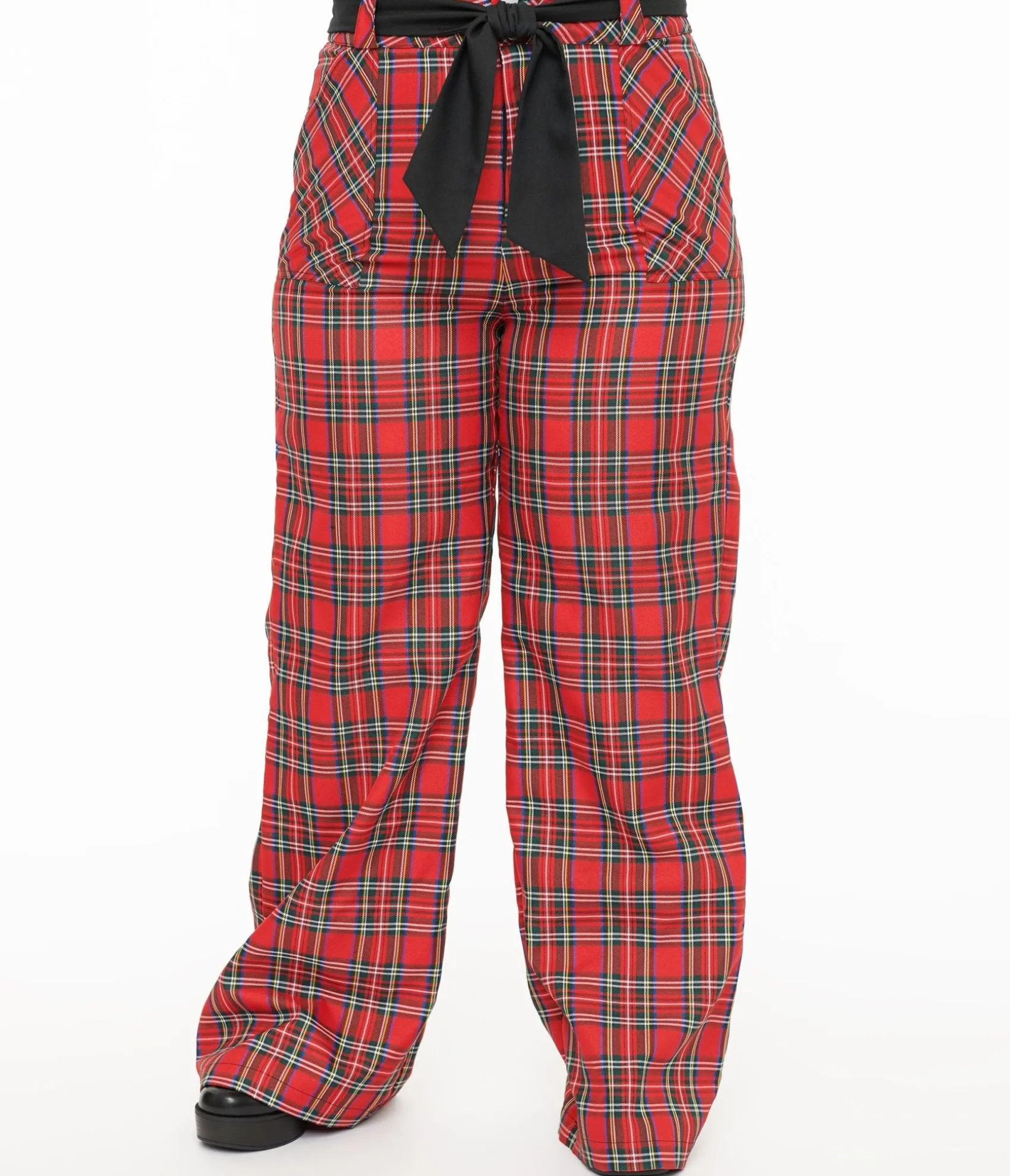 Unique Vintage Plus Size 1950s Red Plaid Wide Leg Trousers Shop