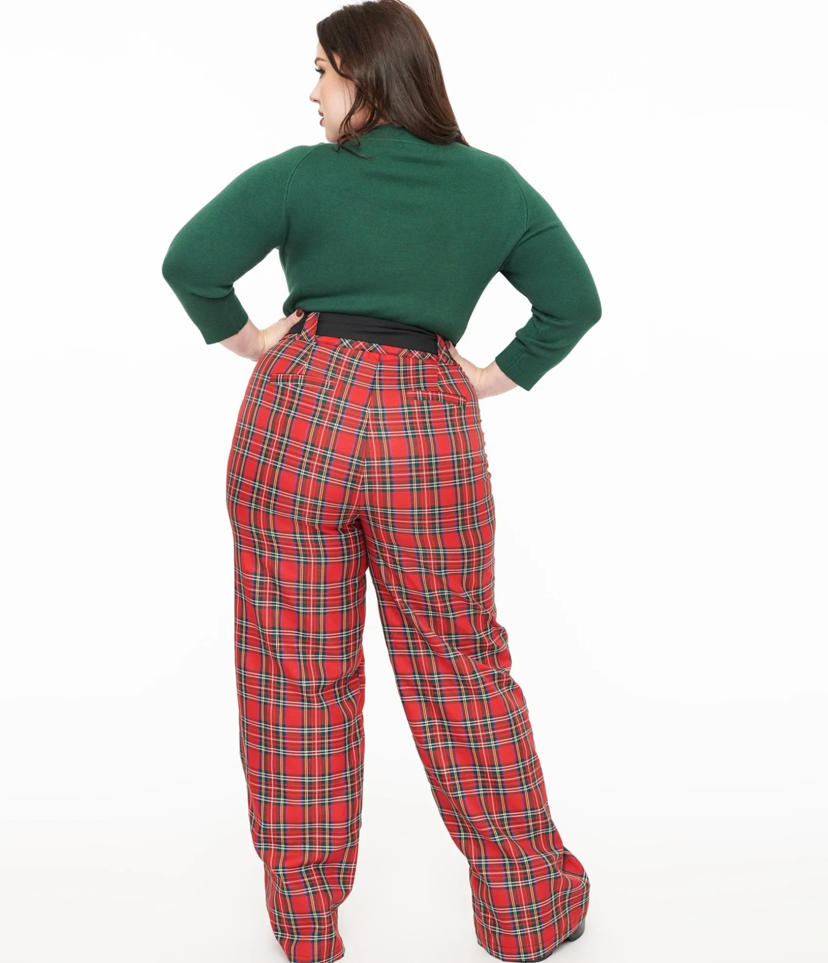Unique Vintage Plus Size 1950s Red Plaid Wide Leg Trousers Shop