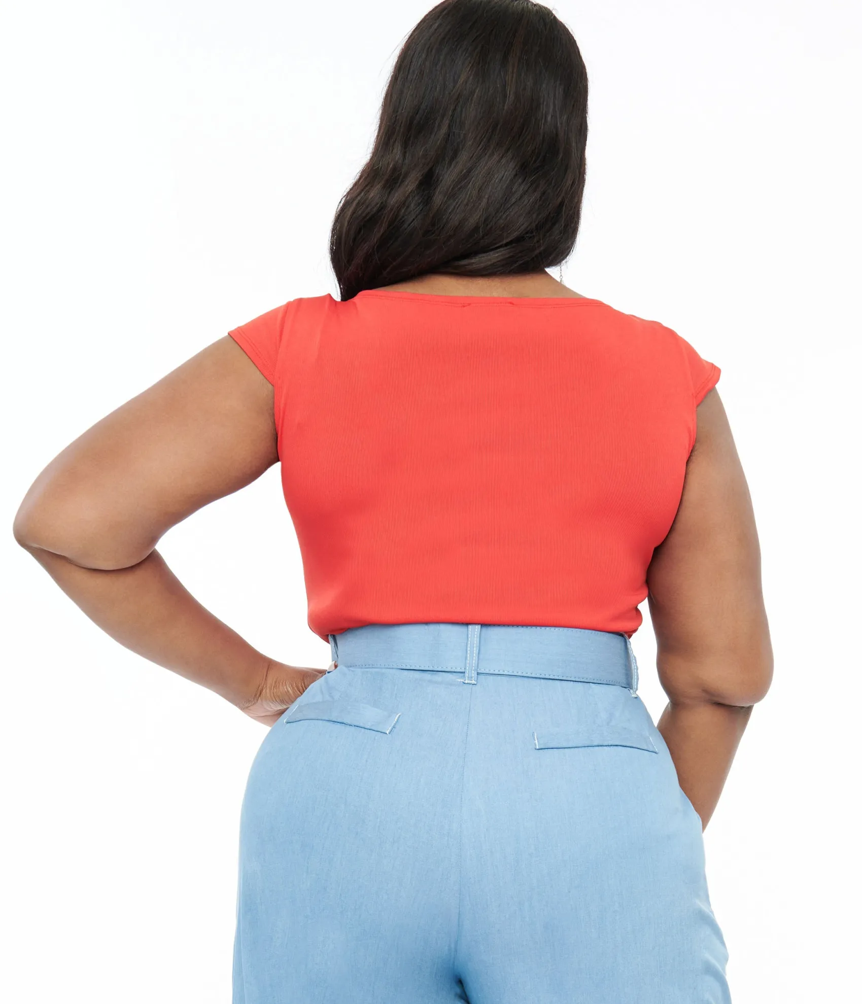 Unique Vintage Plus Size 1950s Red Scoop Neck Bodysuit Online
