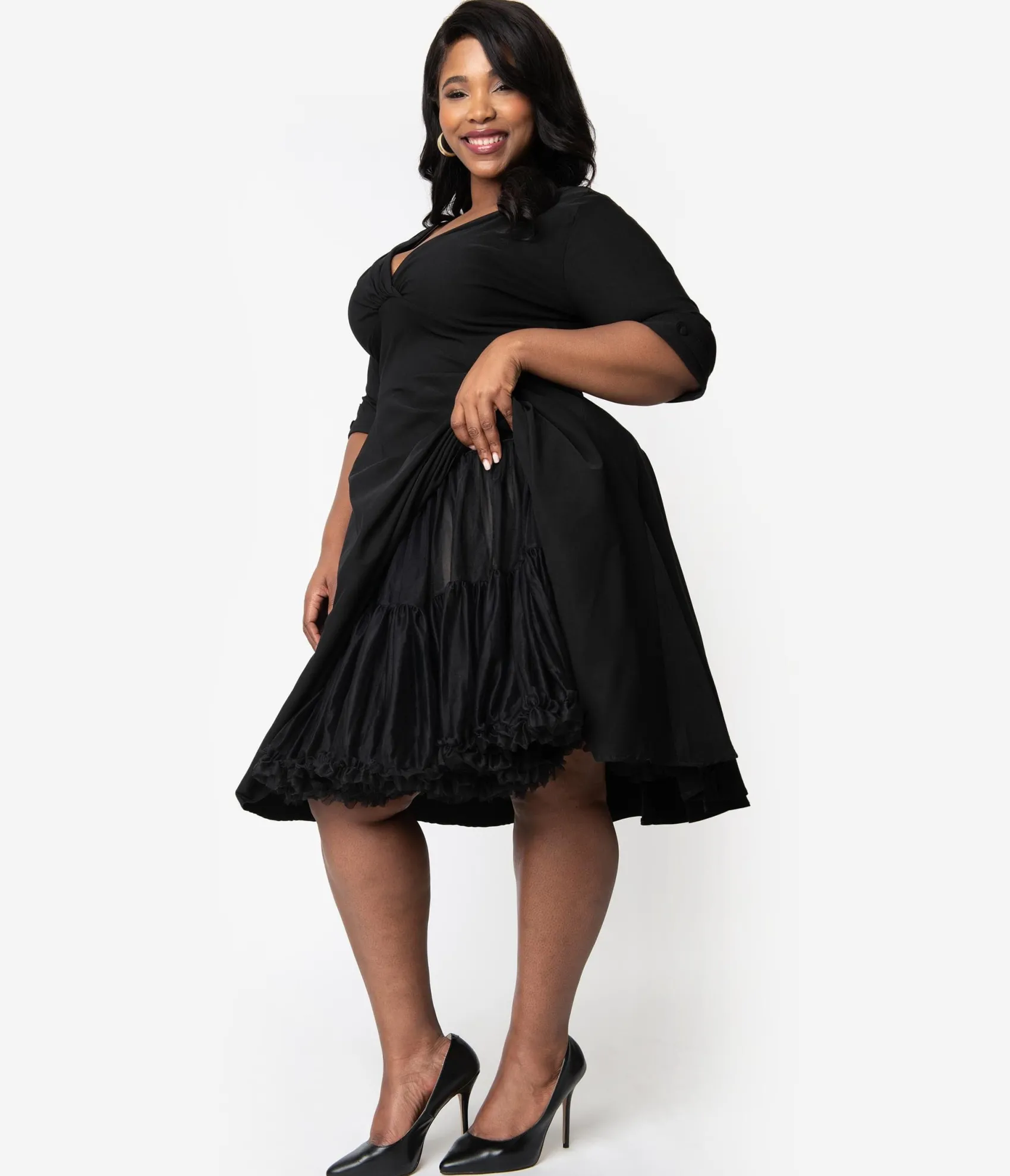 Unique Vintage Plus Size 1950s Style Black Ruffled Petticoat Crinoline Online