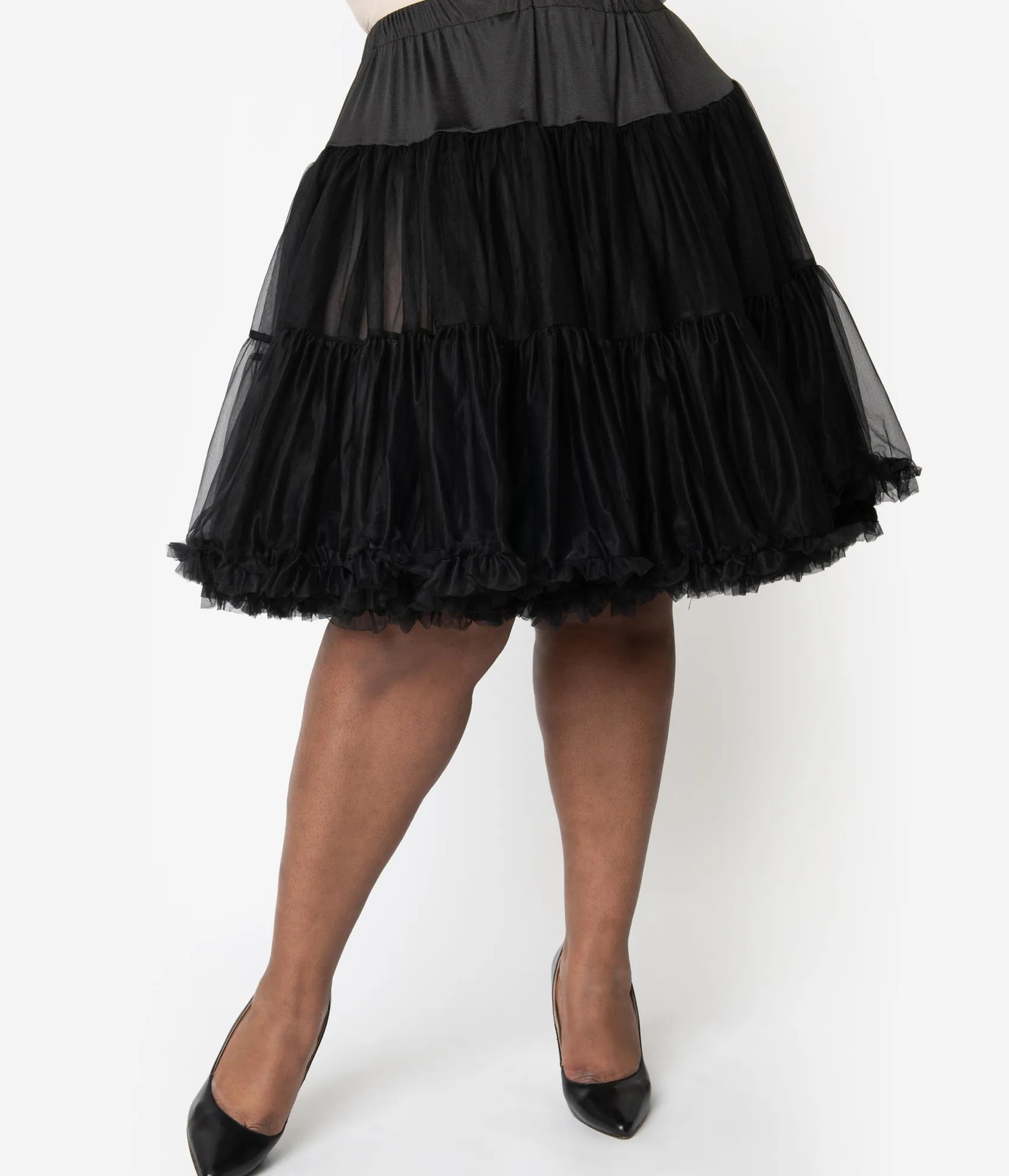 Unique Vintage Plus Size 1950s Style Black Ruffled Petticoat Crinoline Online