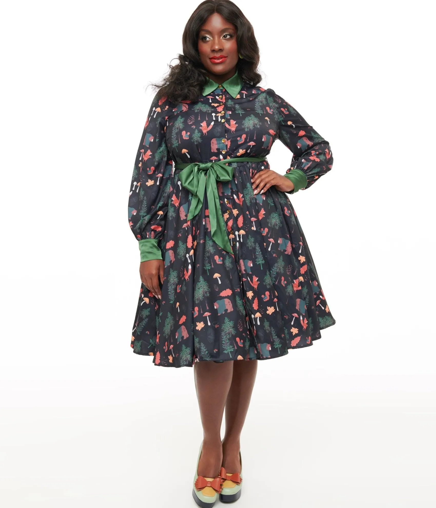 Unique Vintage Plus Size 1970s Woodland Creature Print Shirt Dress Sale