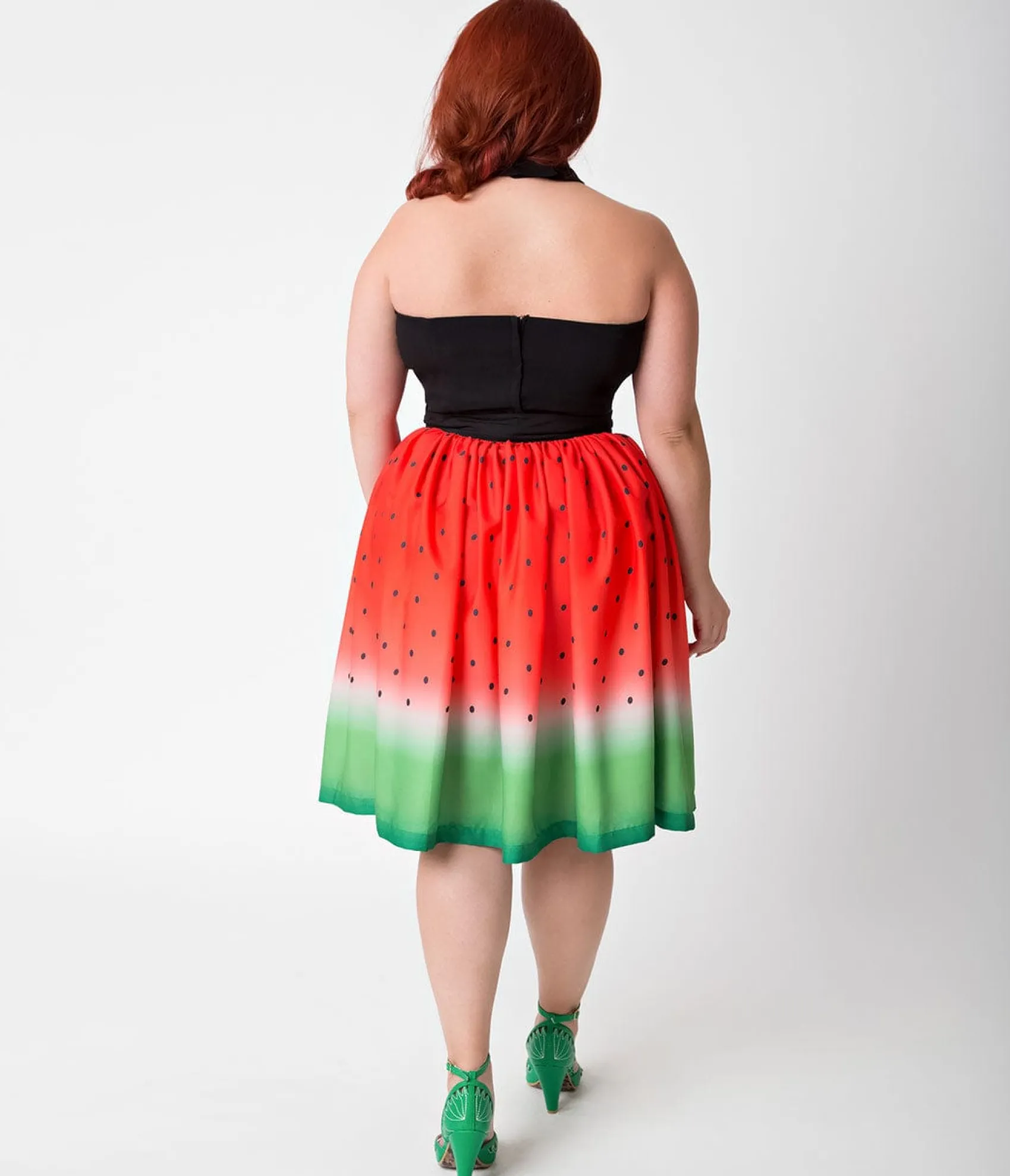 Unique Vintage Plus Size Watermelon Ombre Button Up Elora Swing Skirt Online