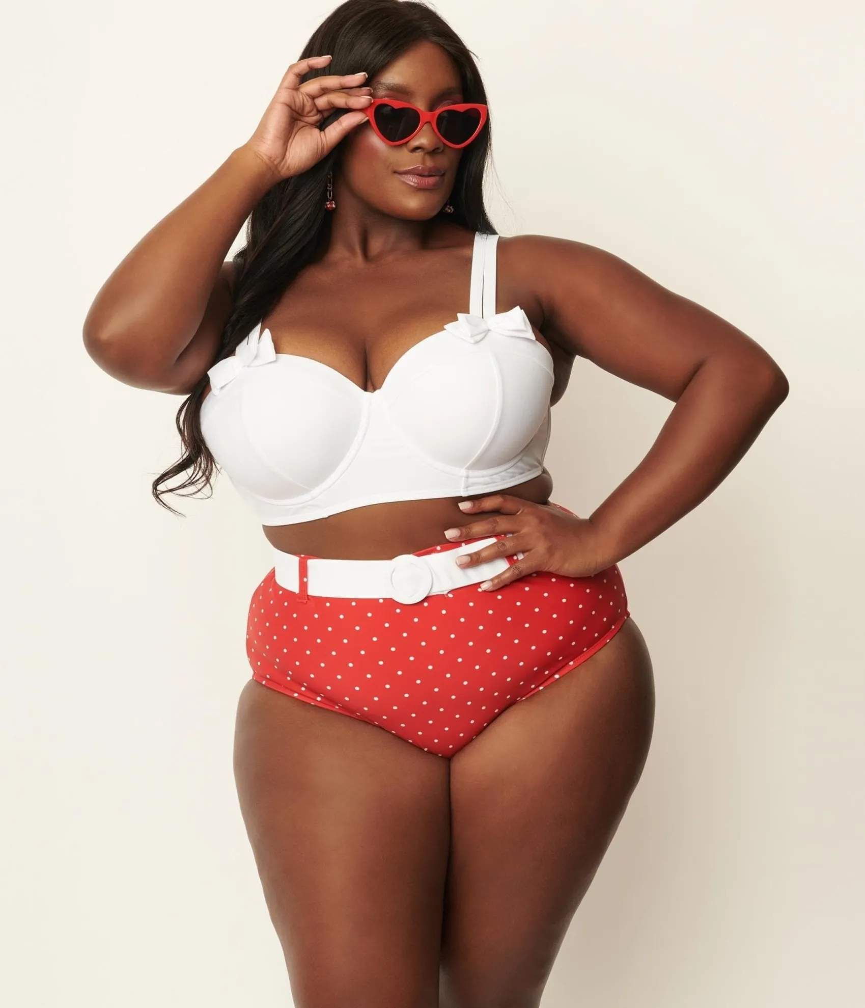 Unique Vintage Plus Size White Bowed Over Swim Top Flash Sale