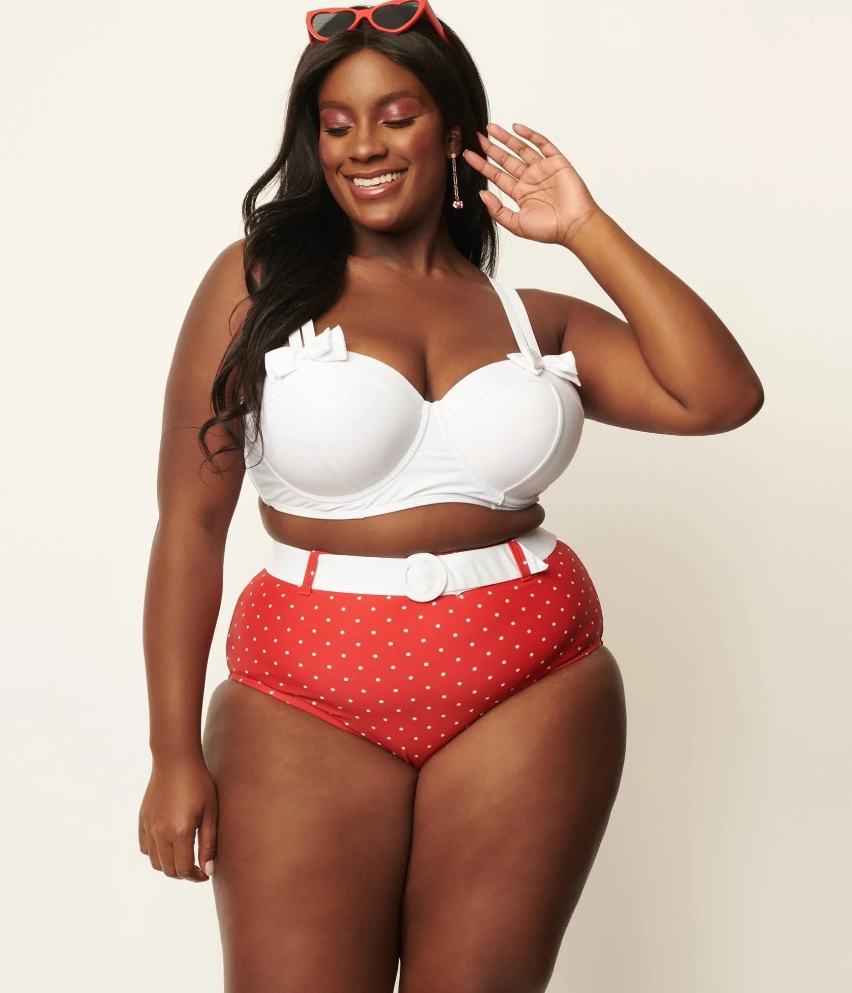 Unique Vintage Plus Size White Bowed Over Swim Top Flash Sale