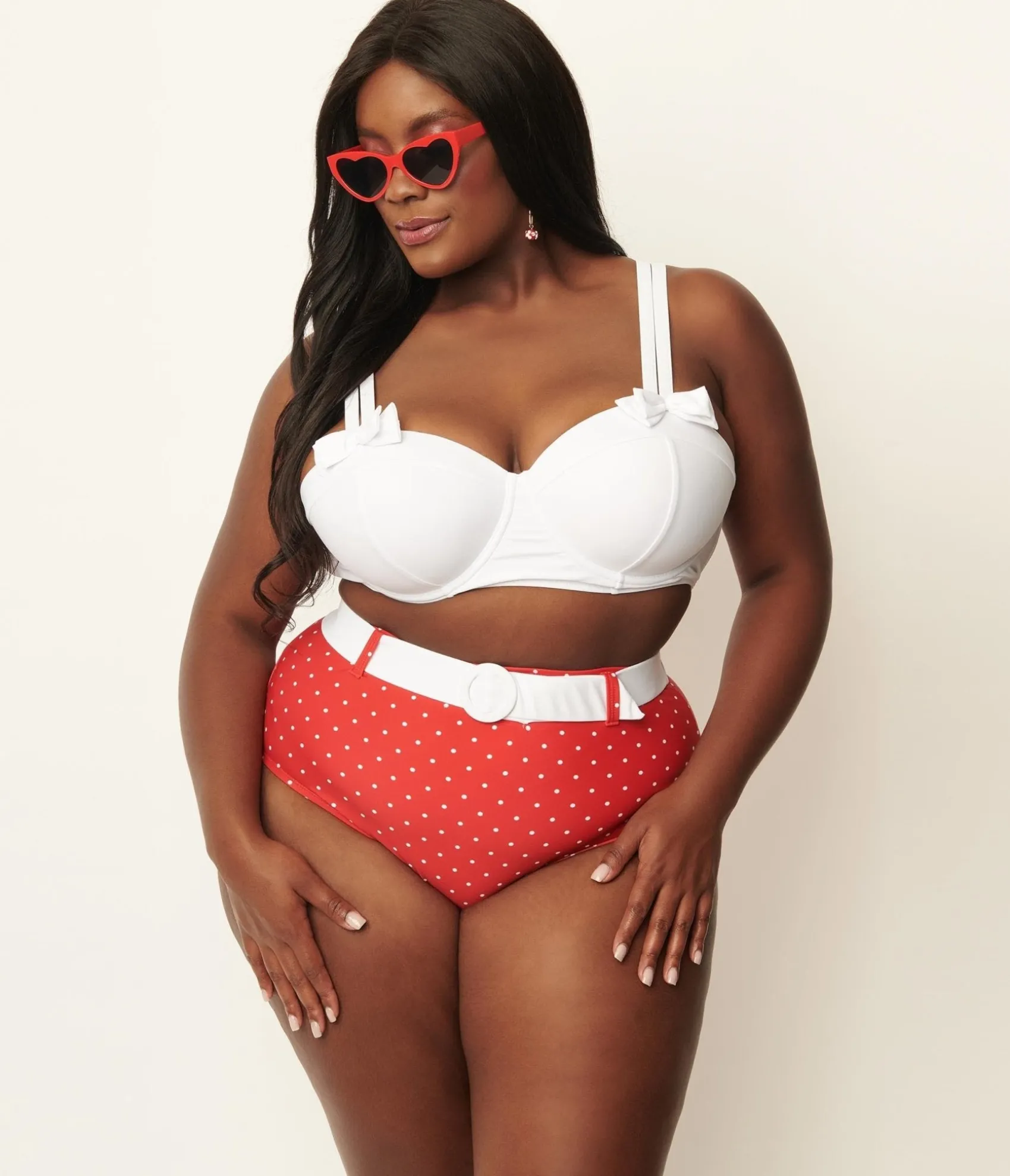 Unique Vintage Plus Size White Bowed Over Swim Top Flash Sale