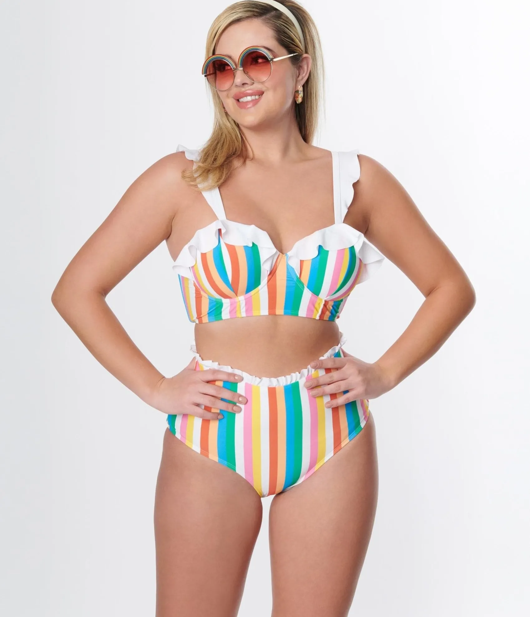 Unique Vintage Rainbow Striped Southampton Swim Top Store