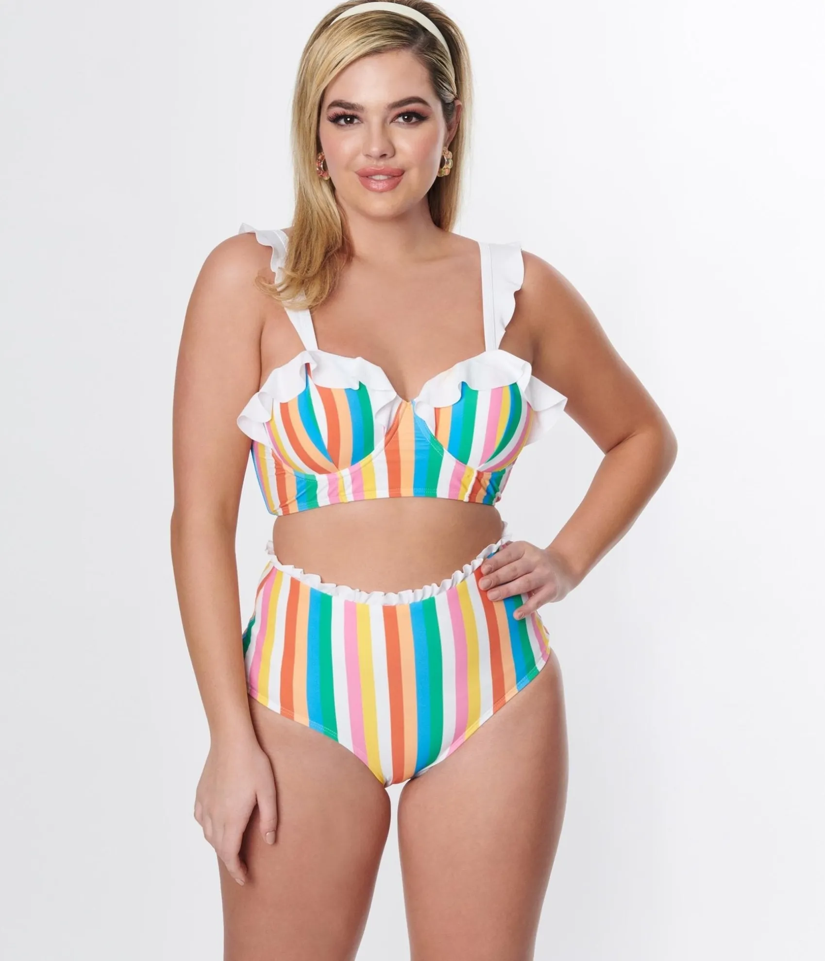 Unique Vintage Rainbow Striped Southampton Swim Top Store