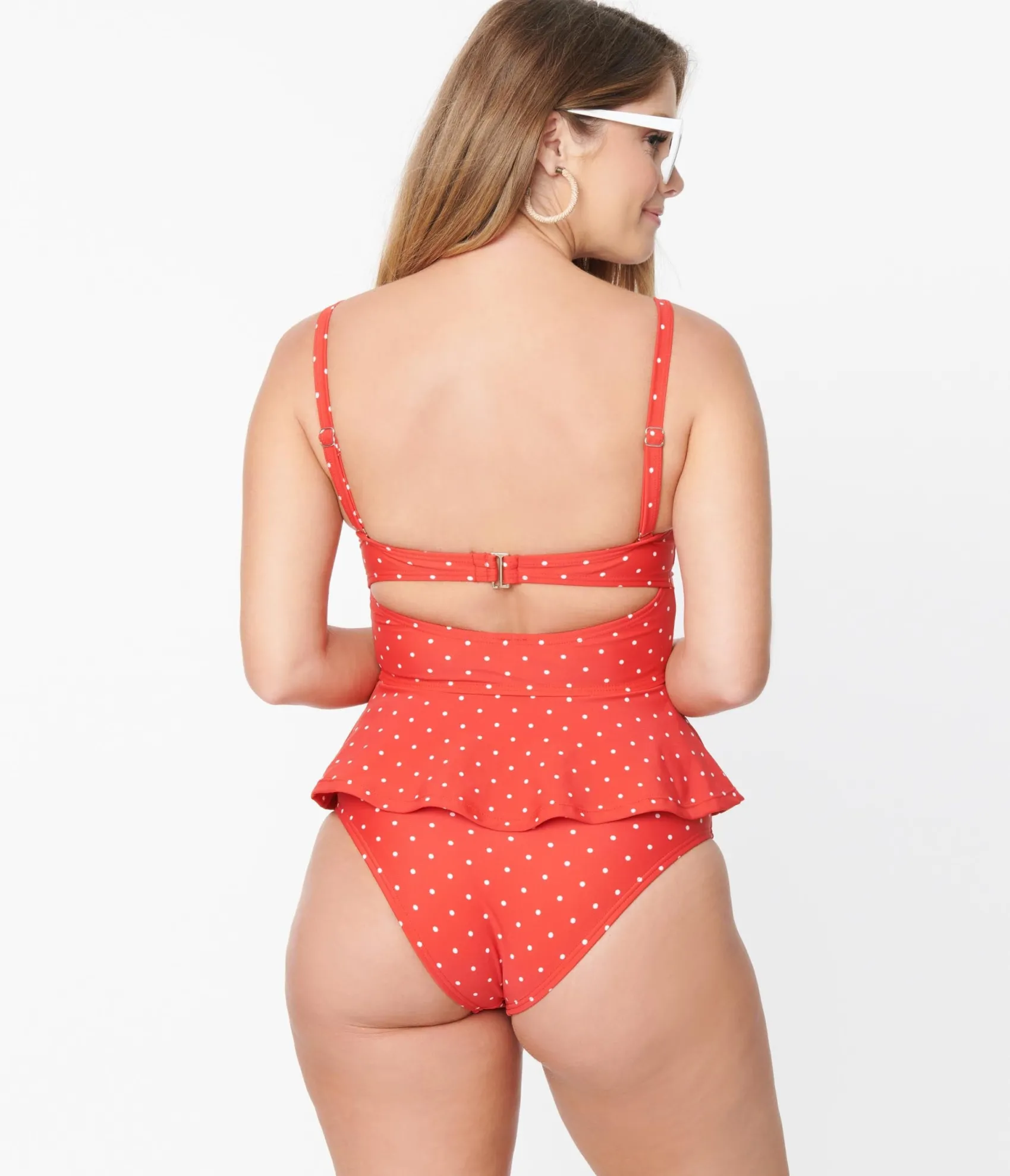 Unique Vintage Red & White Pin Dot Daphne Swim Bottoms Cheap